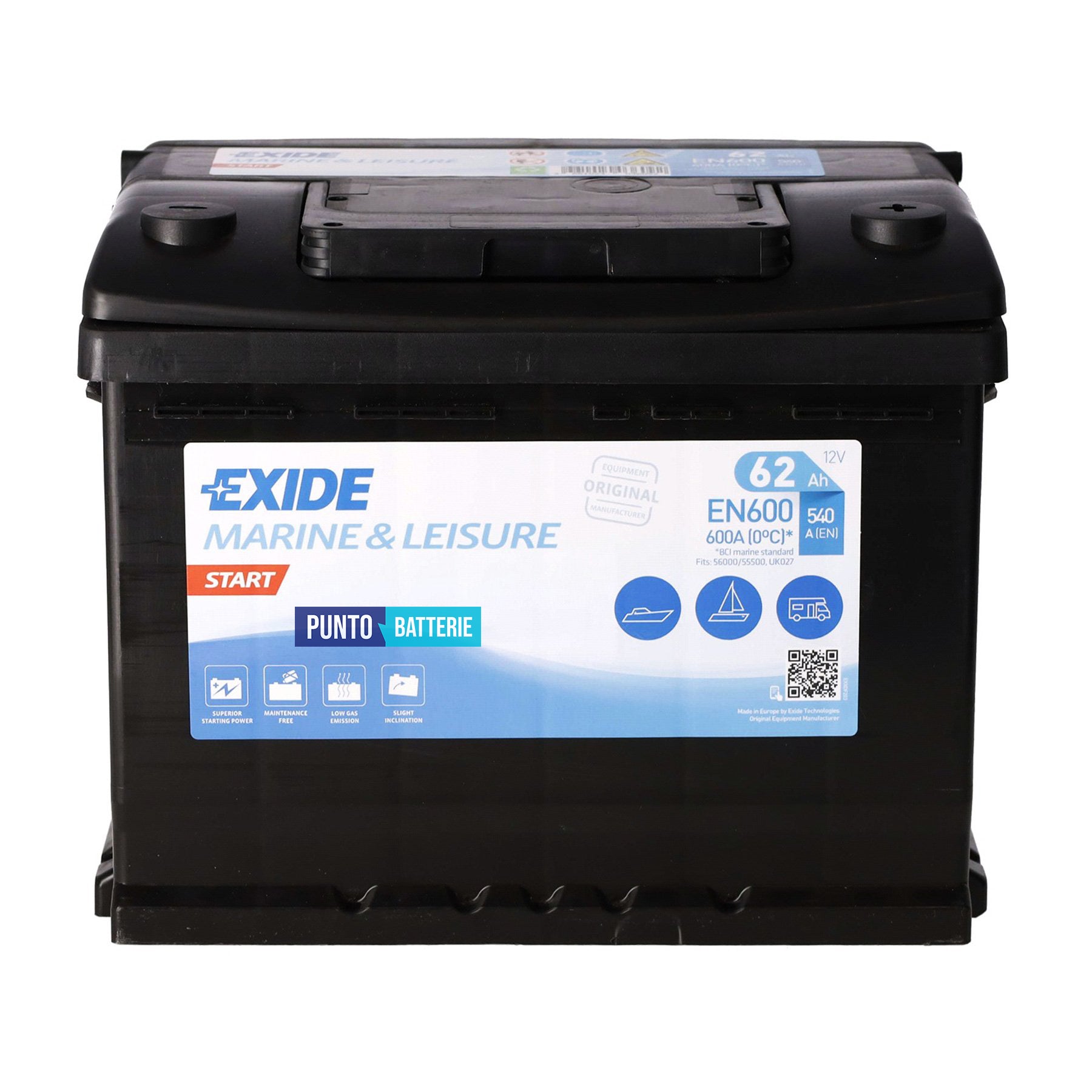 Batteria Exide 62Ah, 12V, 242x175x190mm