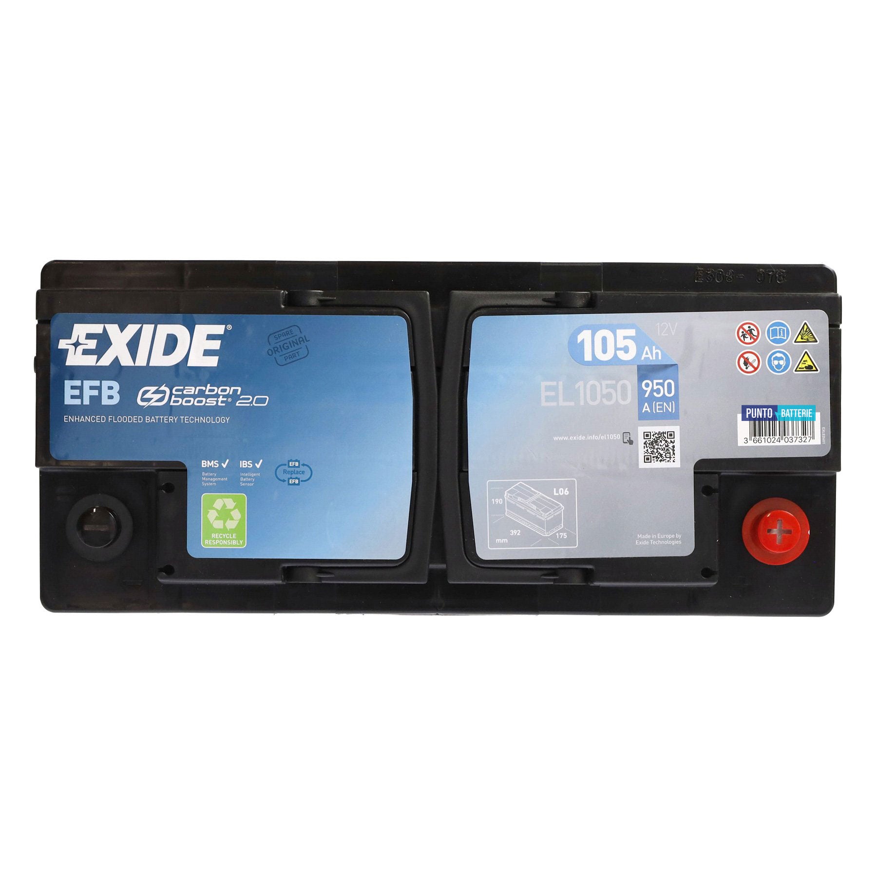 Batteria auto 105ah, 950a, 12v