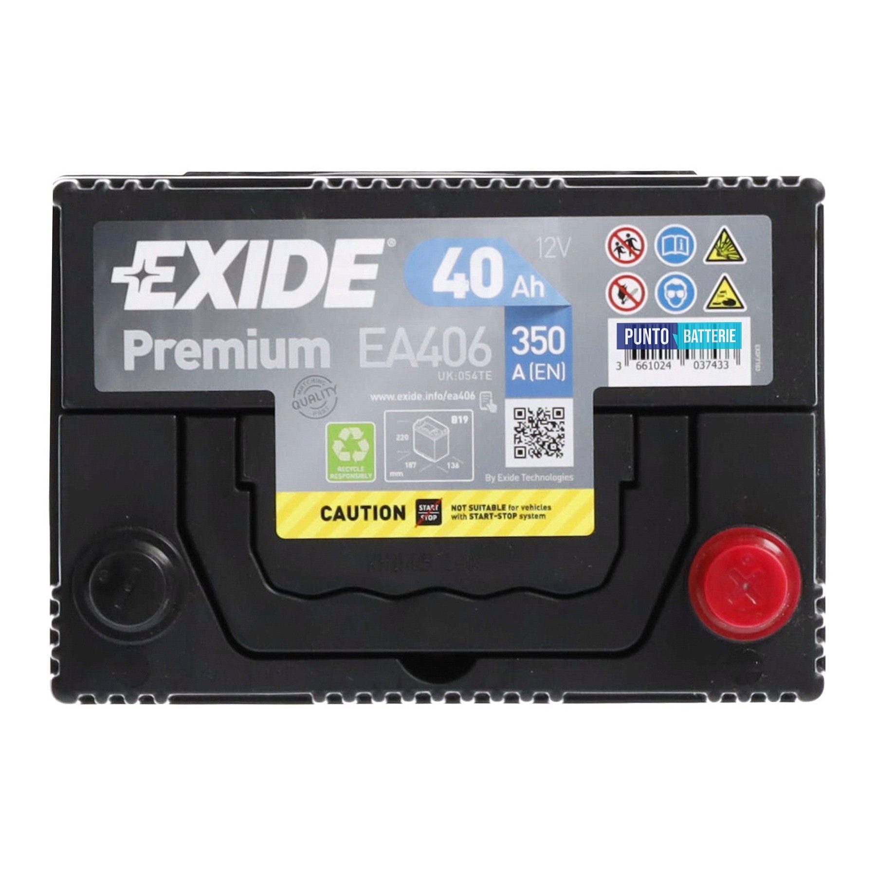 Batteria auto 40ah, 350a, 12v