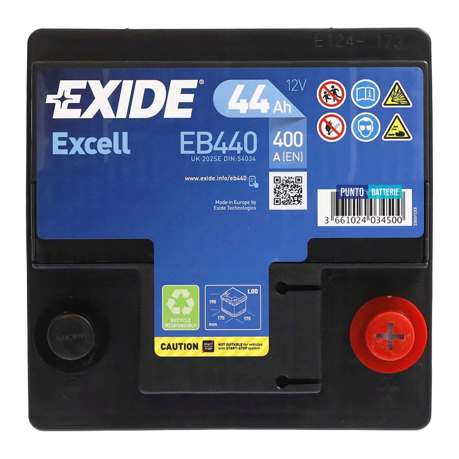 Batteria auto 44ah, 400a, 12v