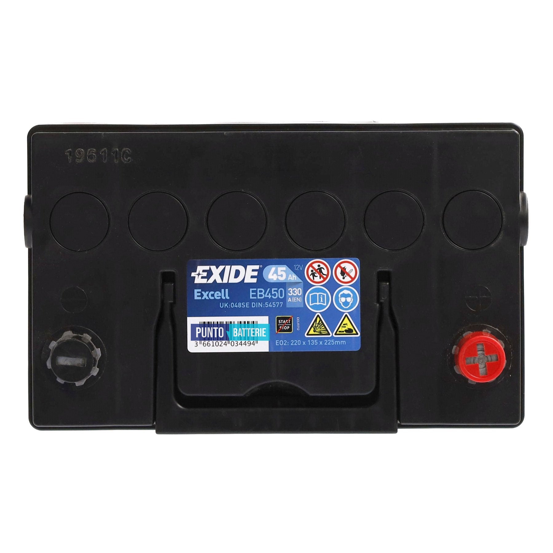 Batteria auto 45ah, 330a, 12v