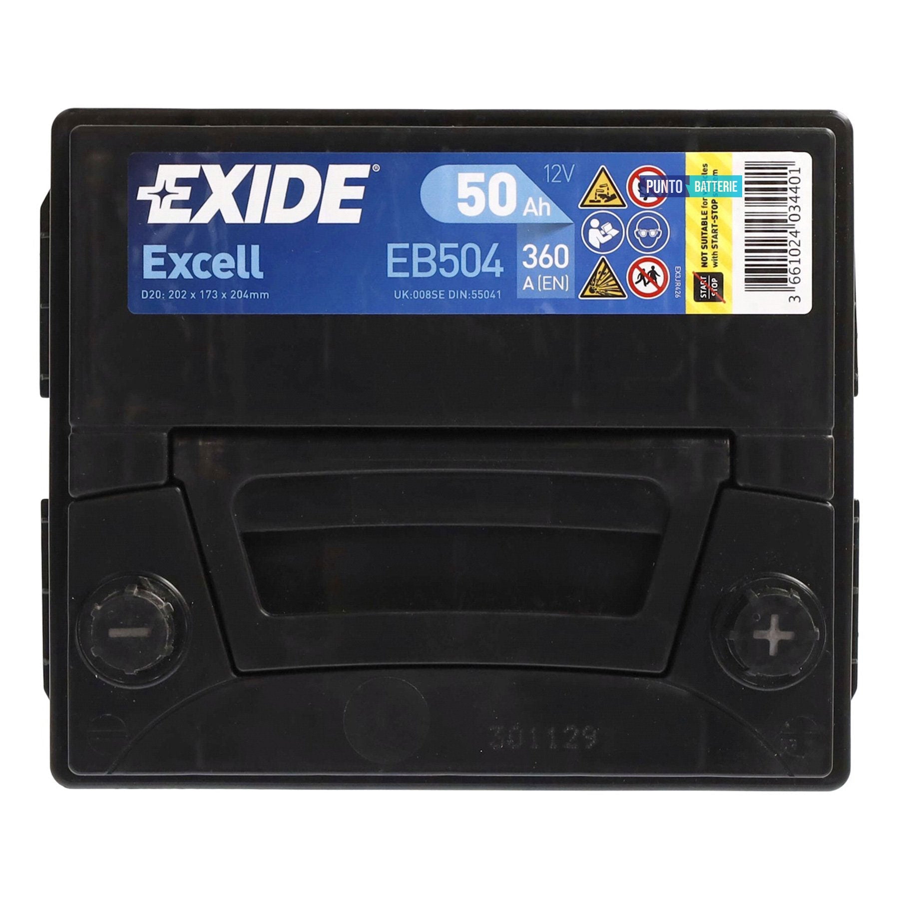 Batteria auto 50ah, 360a, 12v