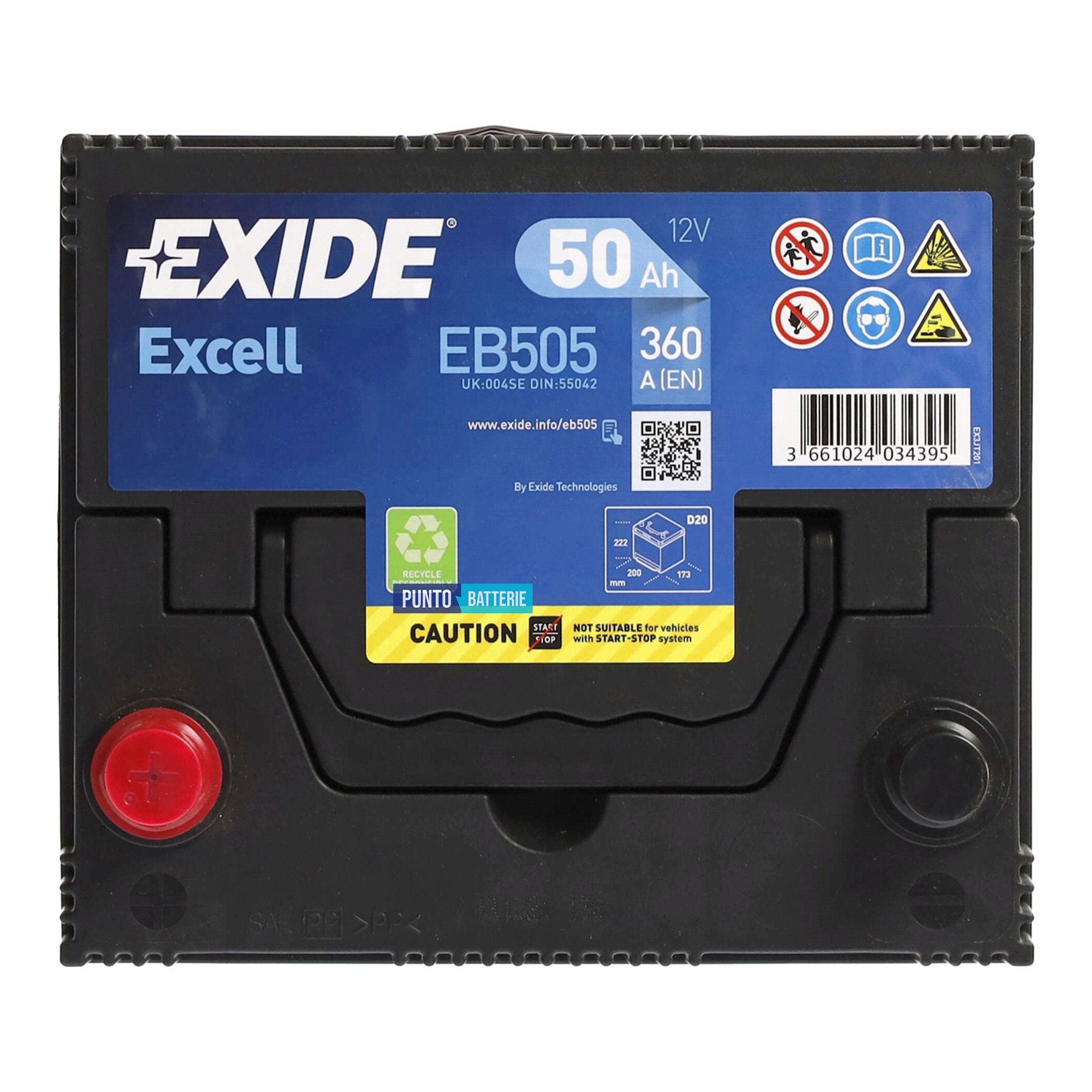 Batteria auto 50ah, 360a, 12v