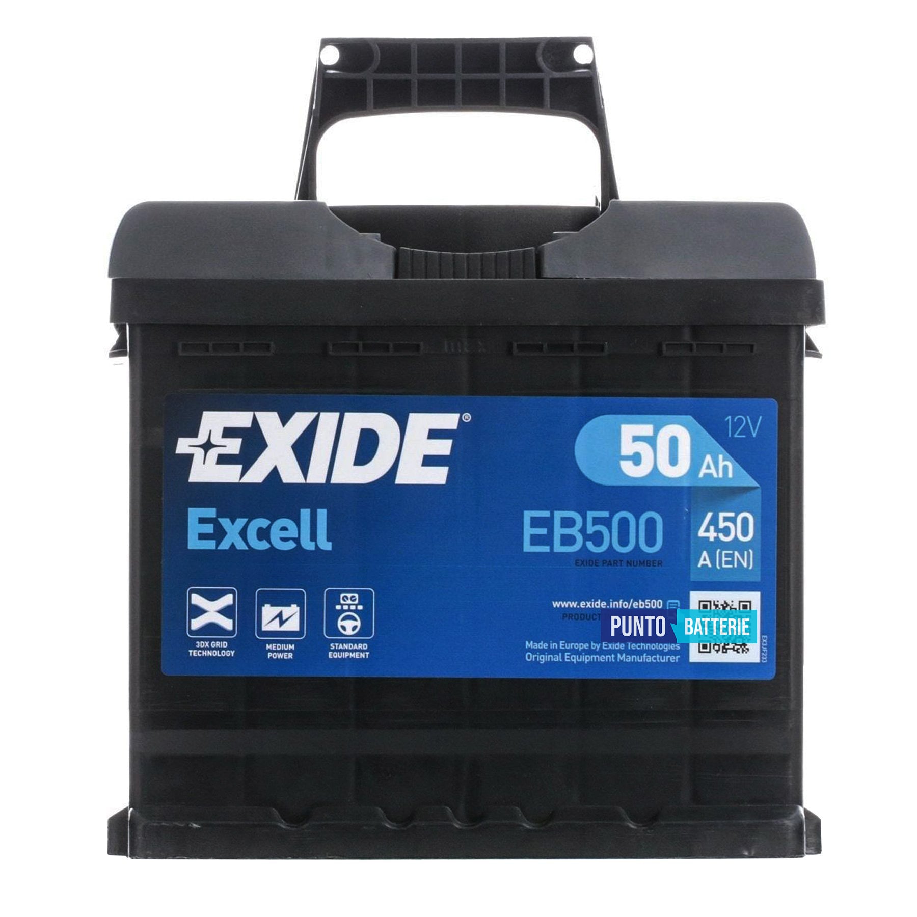 Batteria auto 50ah, 450a, 12v