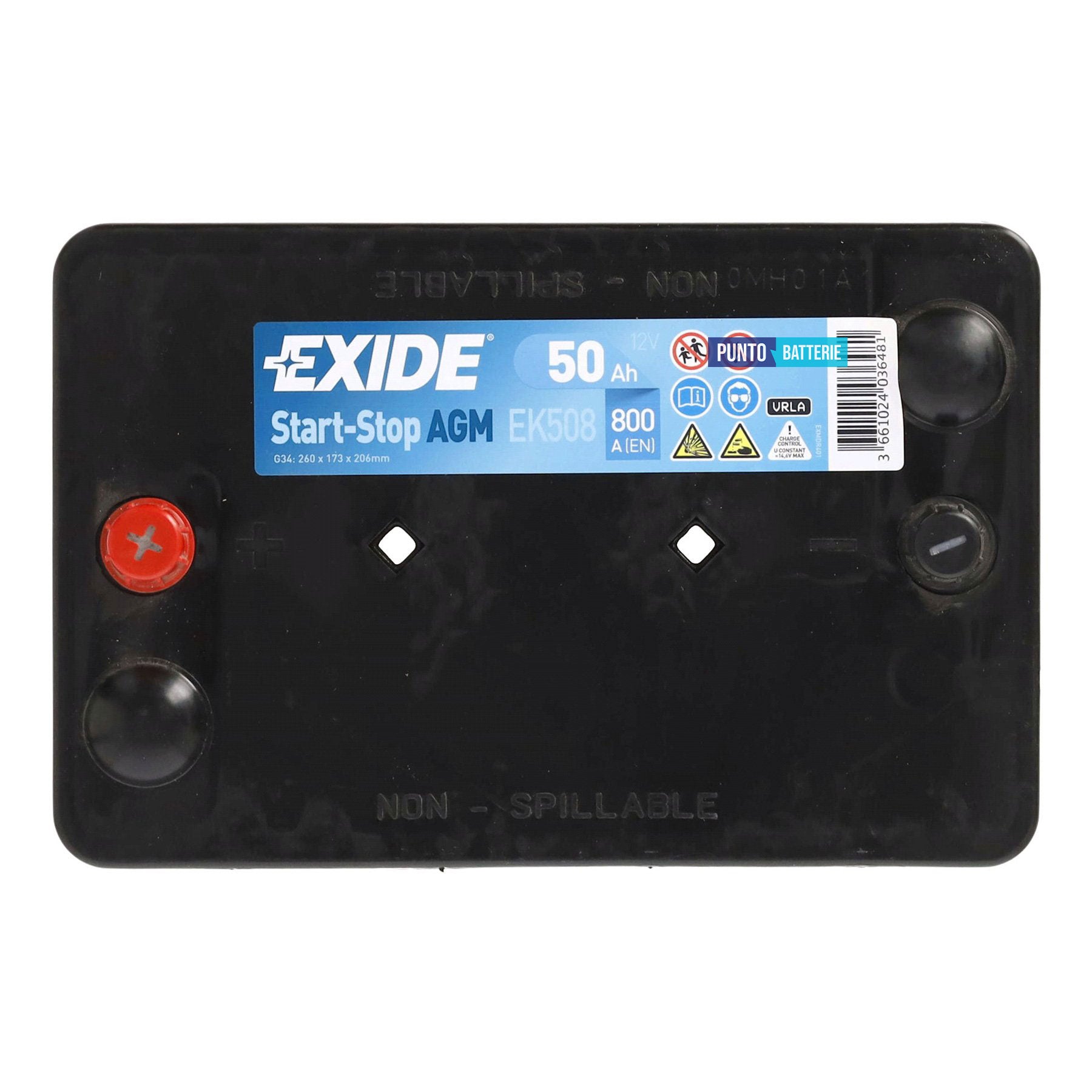 Batteria auto 50ah, 800a, 12v