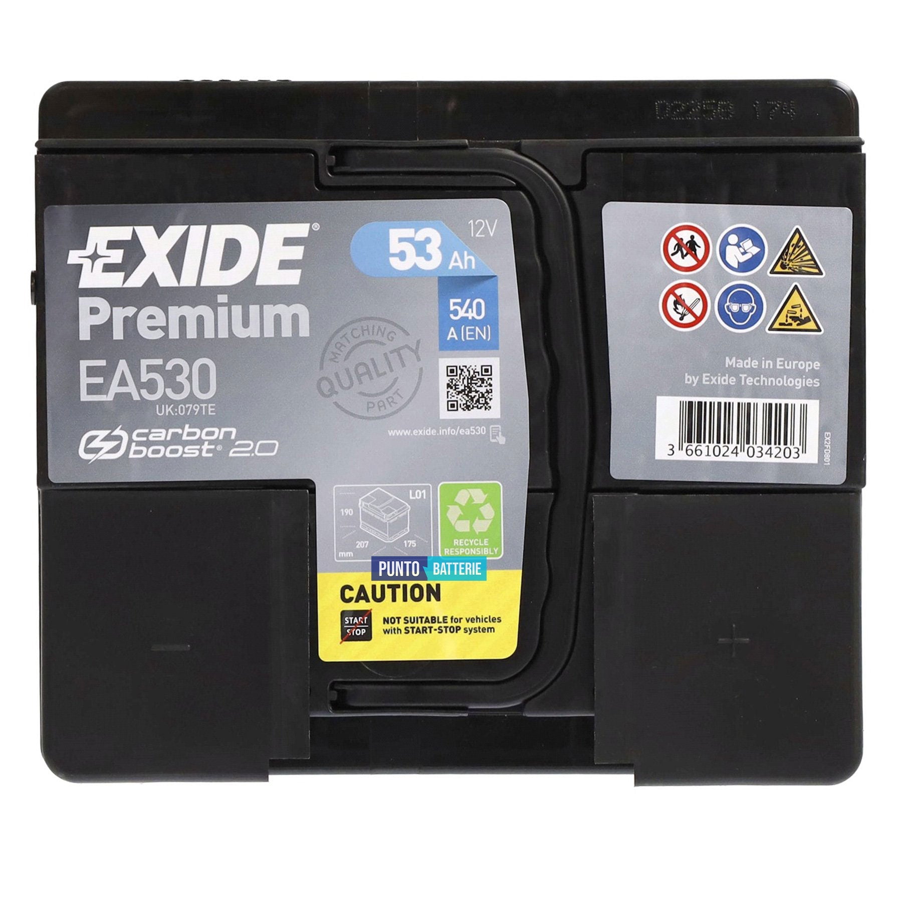 Batteria auto 53ah, 540a, 12v