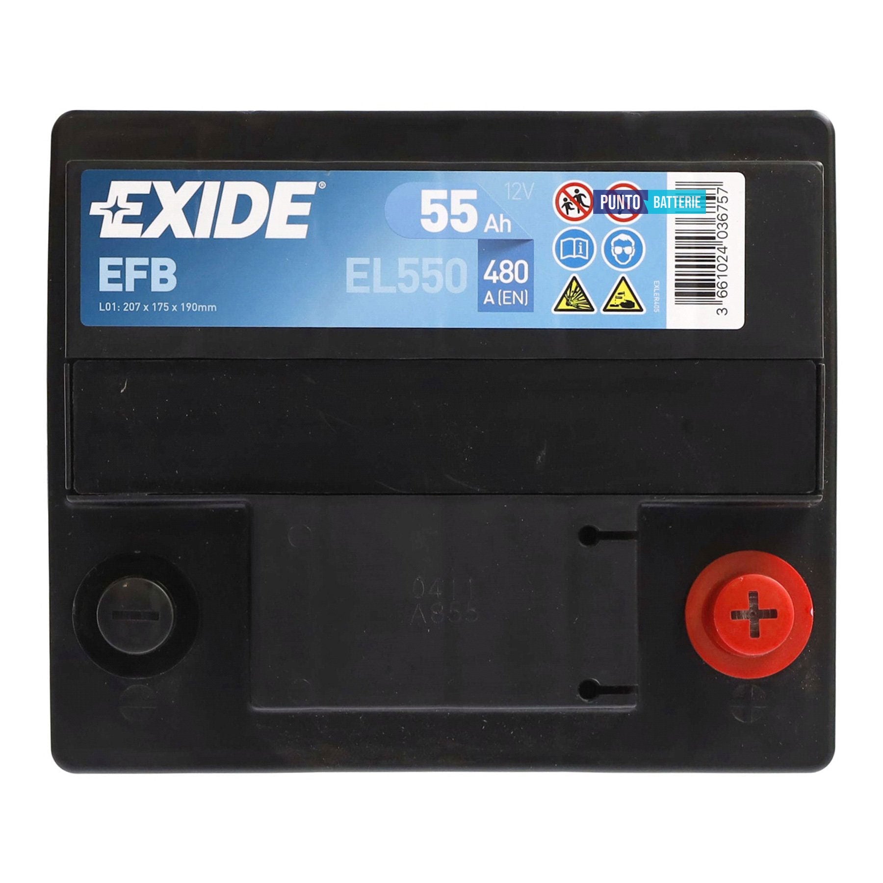 Batteria auto 55ah, 480a, 12v