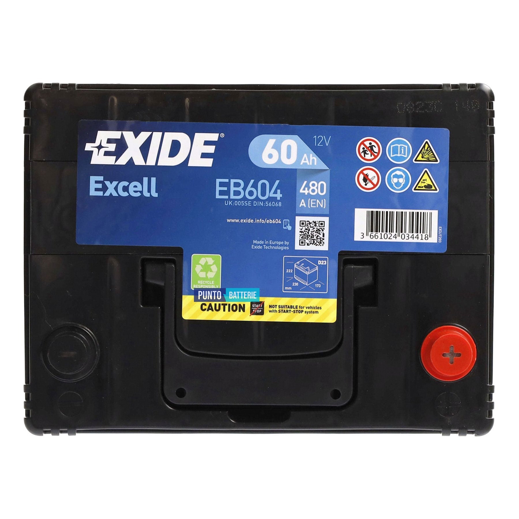 Batteria auto 60ah, 480a, 12v