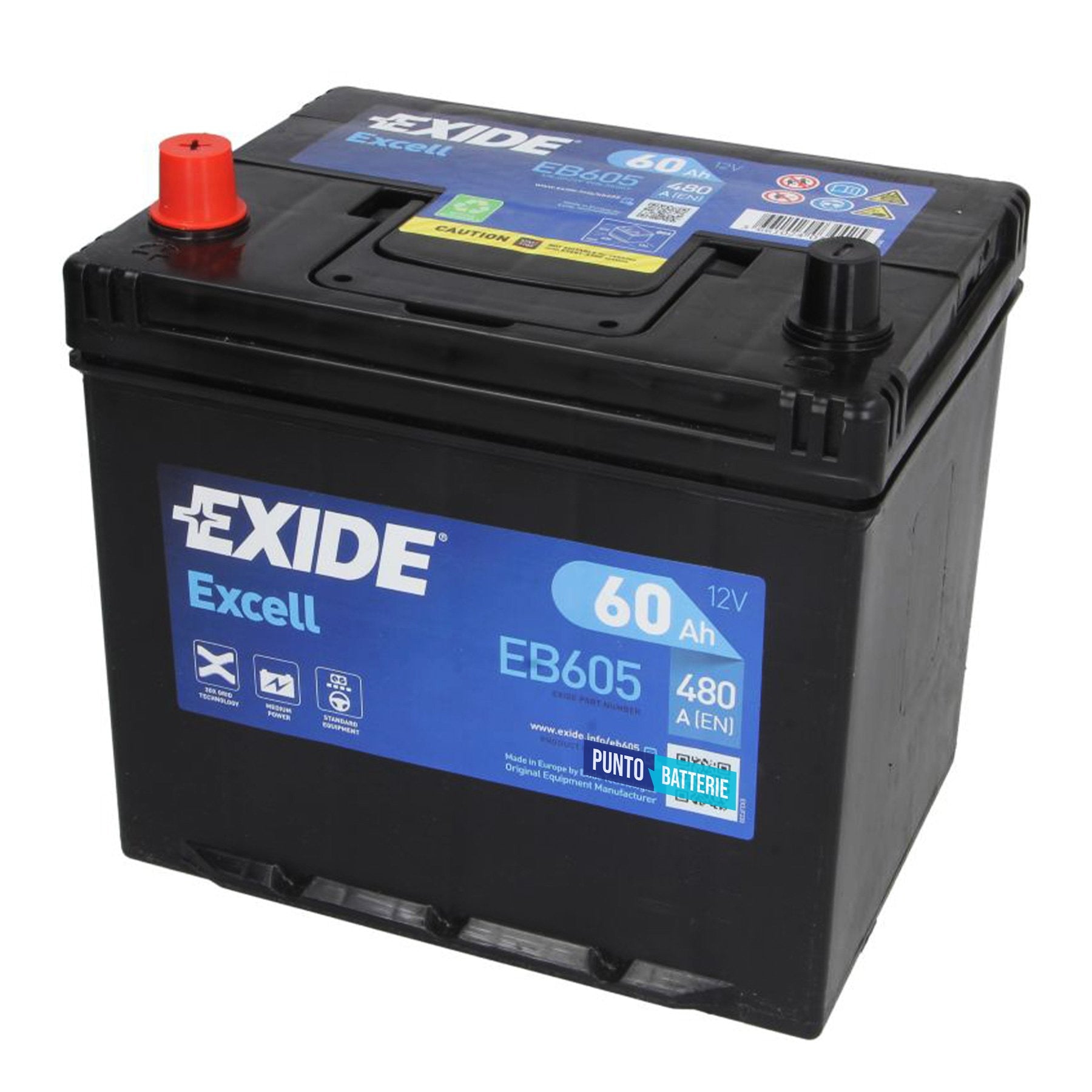 Batteria auto 60ah, 480a, 12v