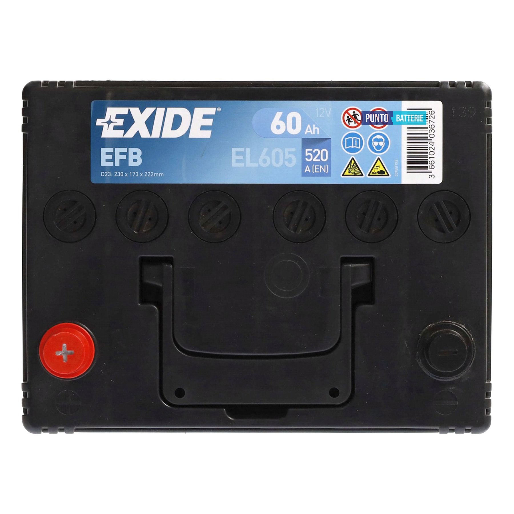 Batteria auto 60ah, 520a, 12v