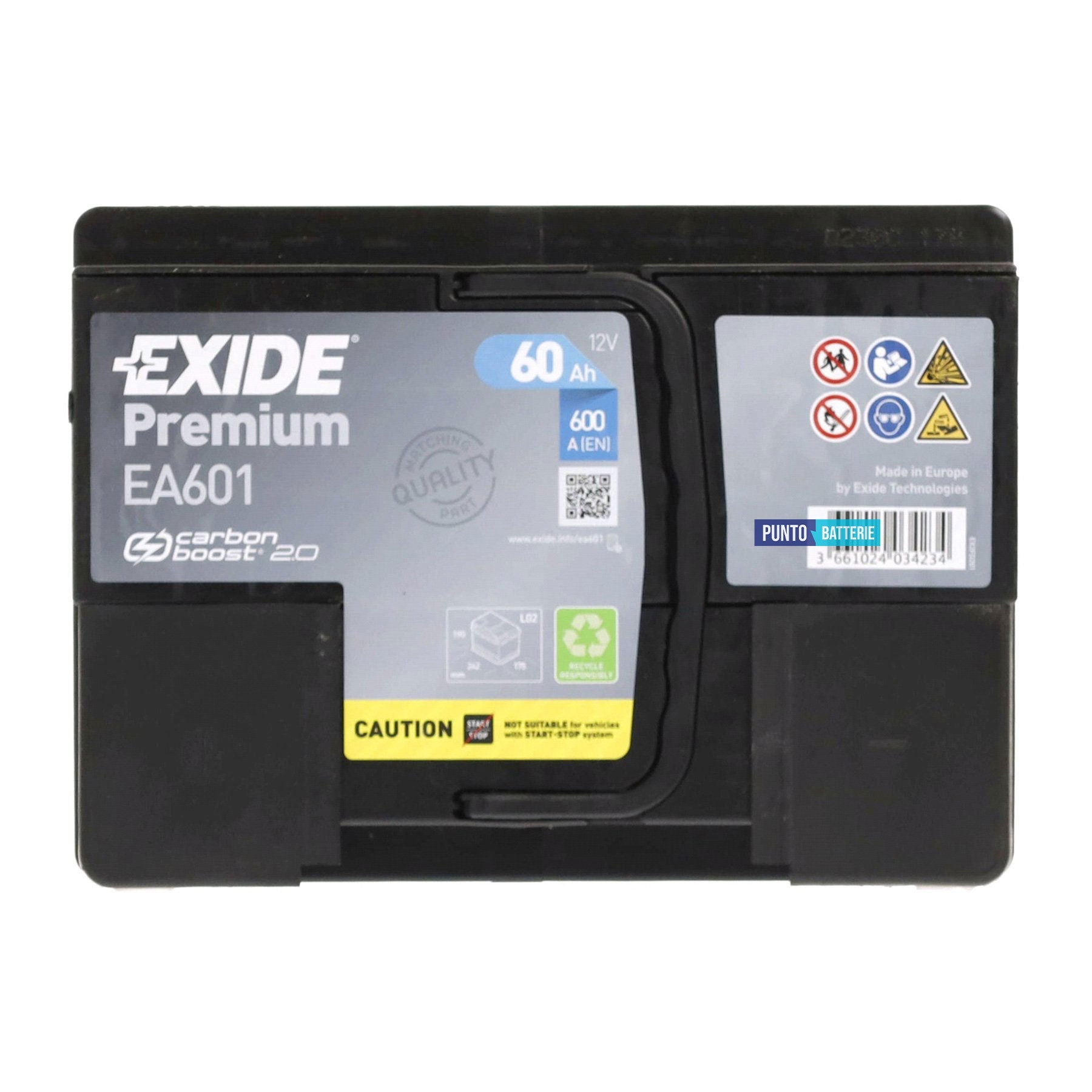 Batteria auto 60ah, 600a, 12v