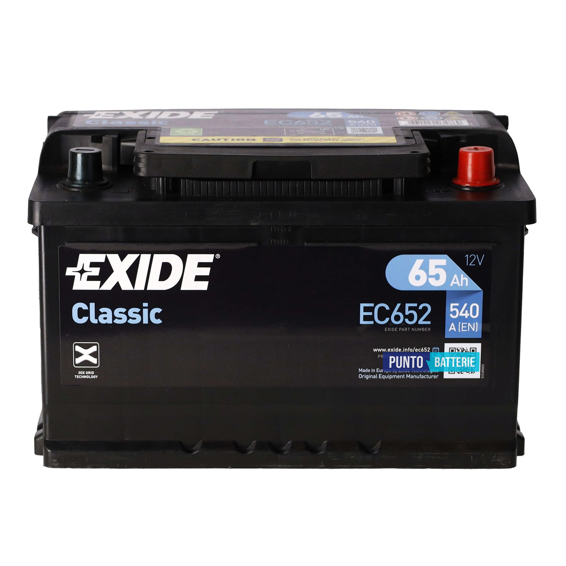 Batteria auto 65ah, 540a, 12v