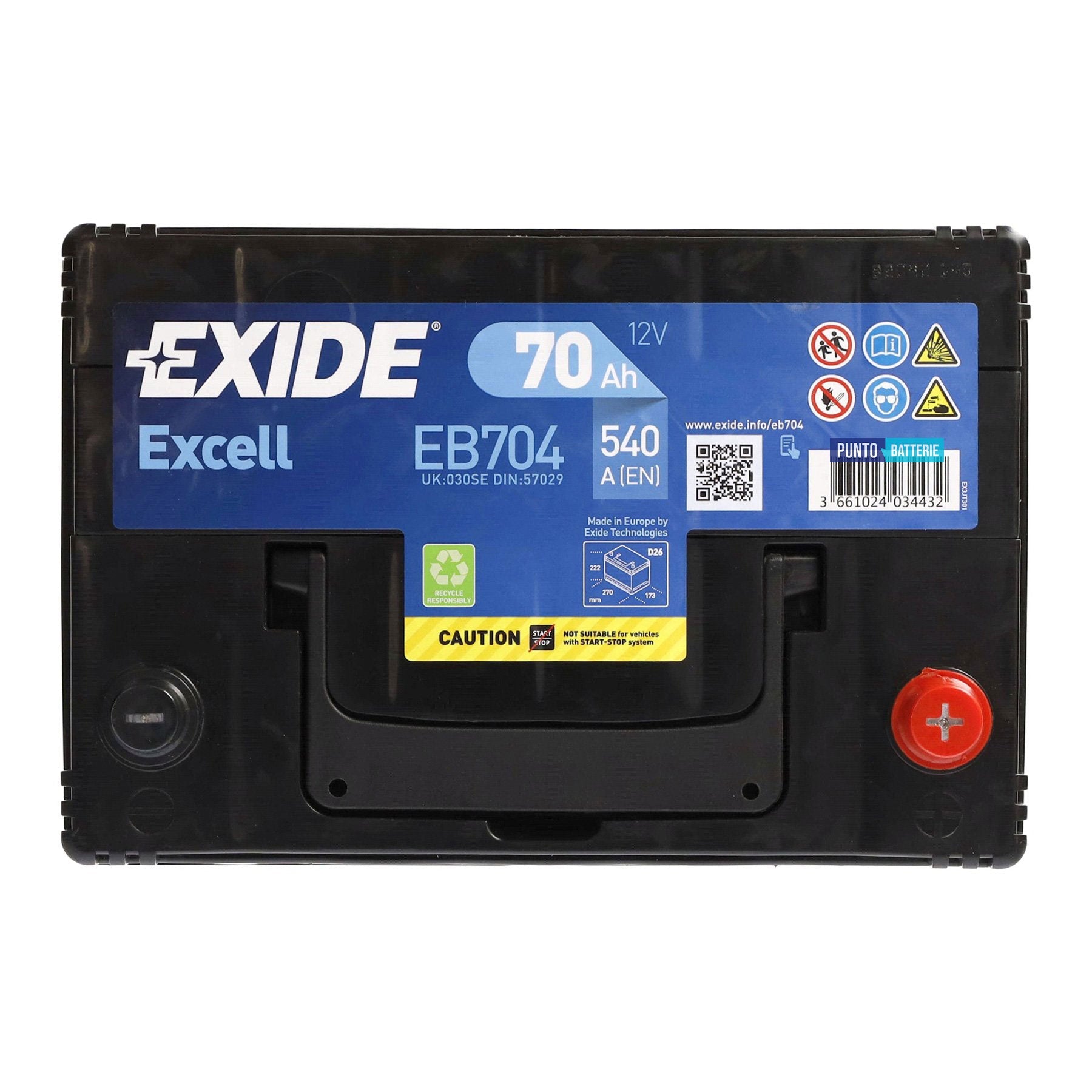 Batteria auto 70ah, 540a, 12v