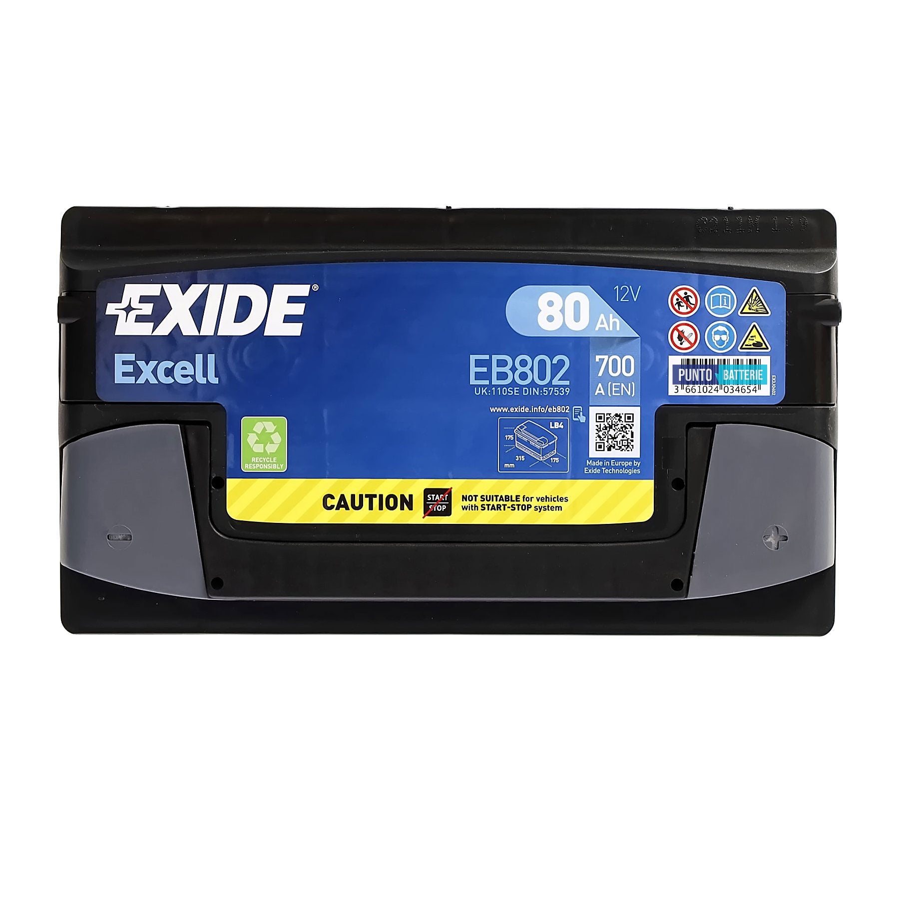 Batteria auto 80ah, 700a, 12v