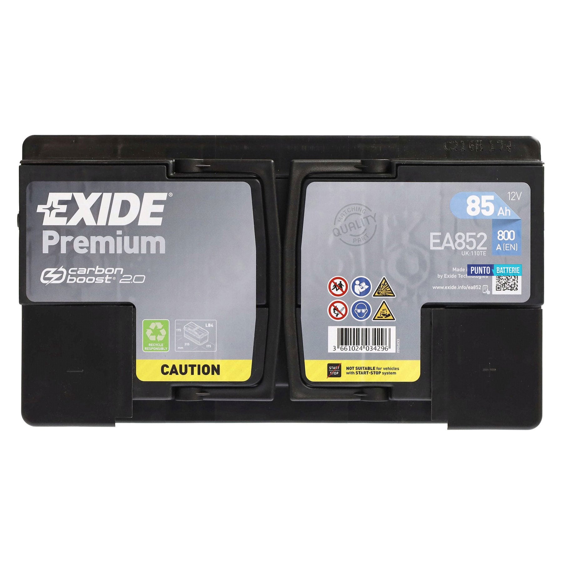 Batteria auto 85ah, 800a, 12v