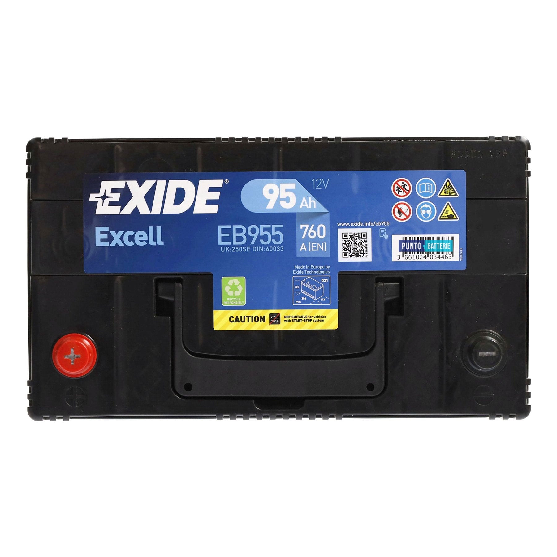 Batteria auto 95ah, 760a, 12v