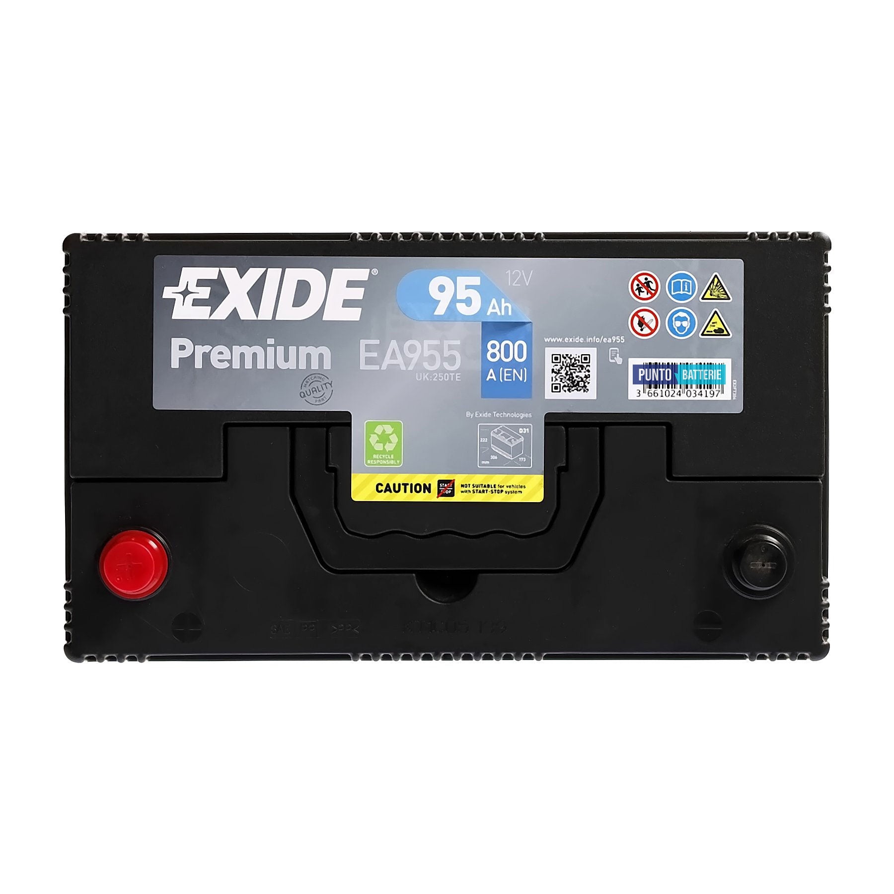 Batteria auto 95ah, 800a, 12v