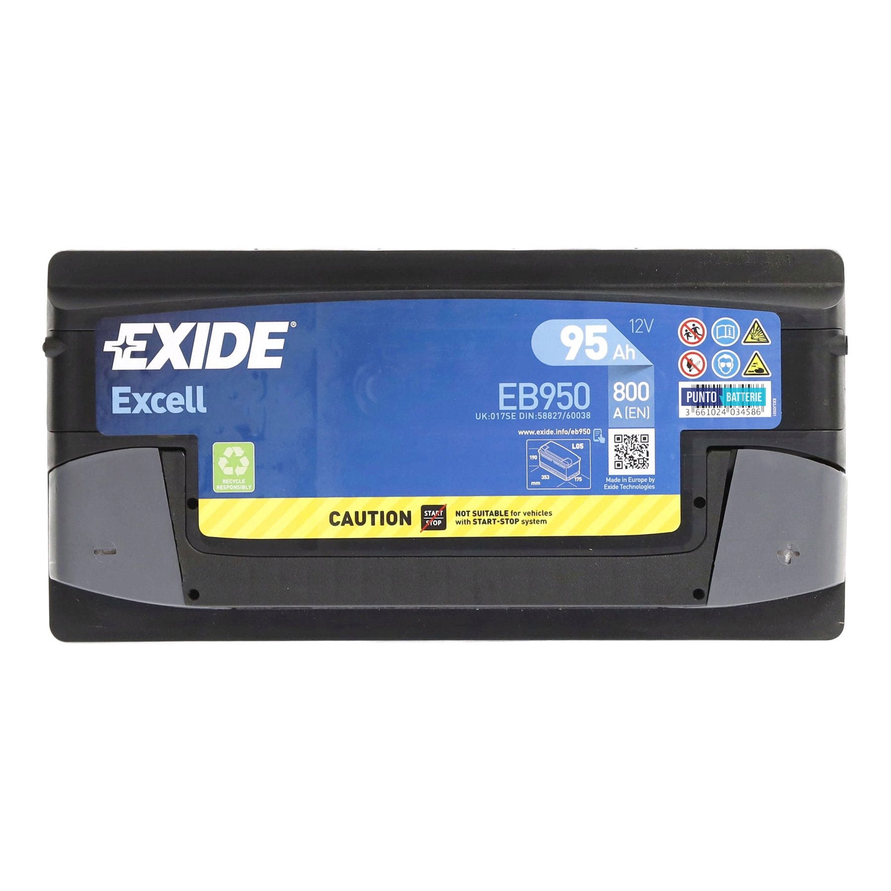 Batteria auto 95ah, 800a, 12v