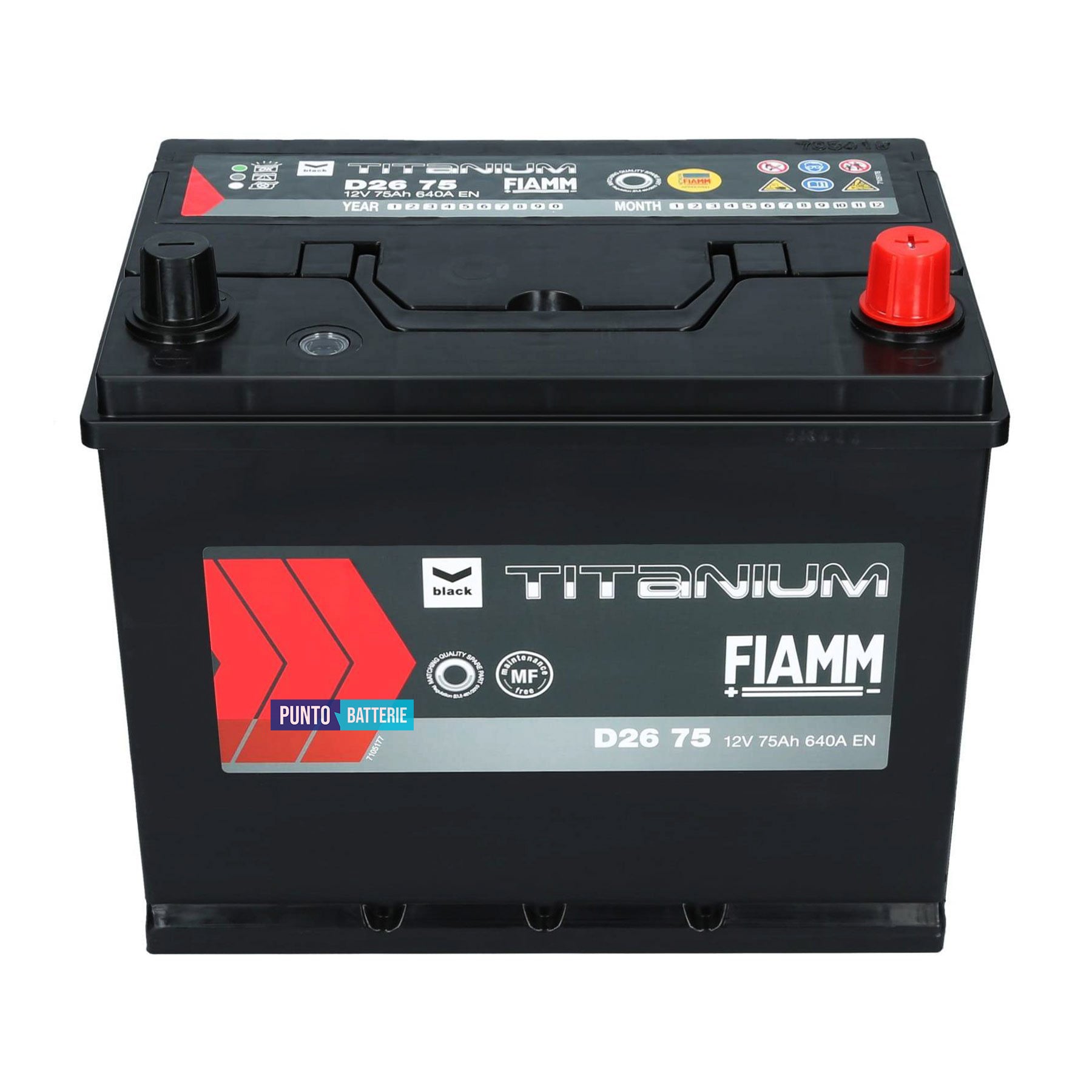 Batteria auto 75ah, 640a, 12v