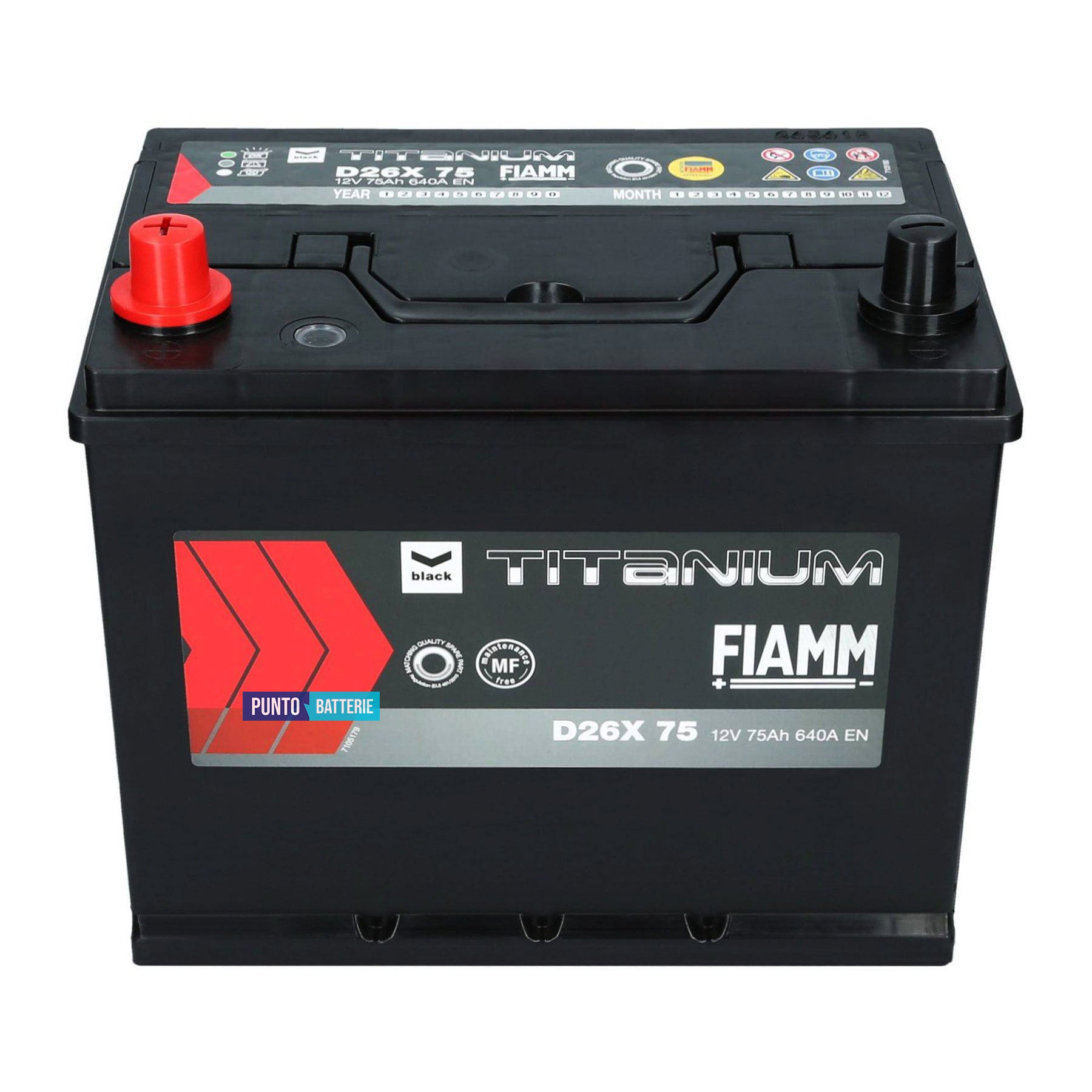 Batteria auto 75ah, 640a, 12v