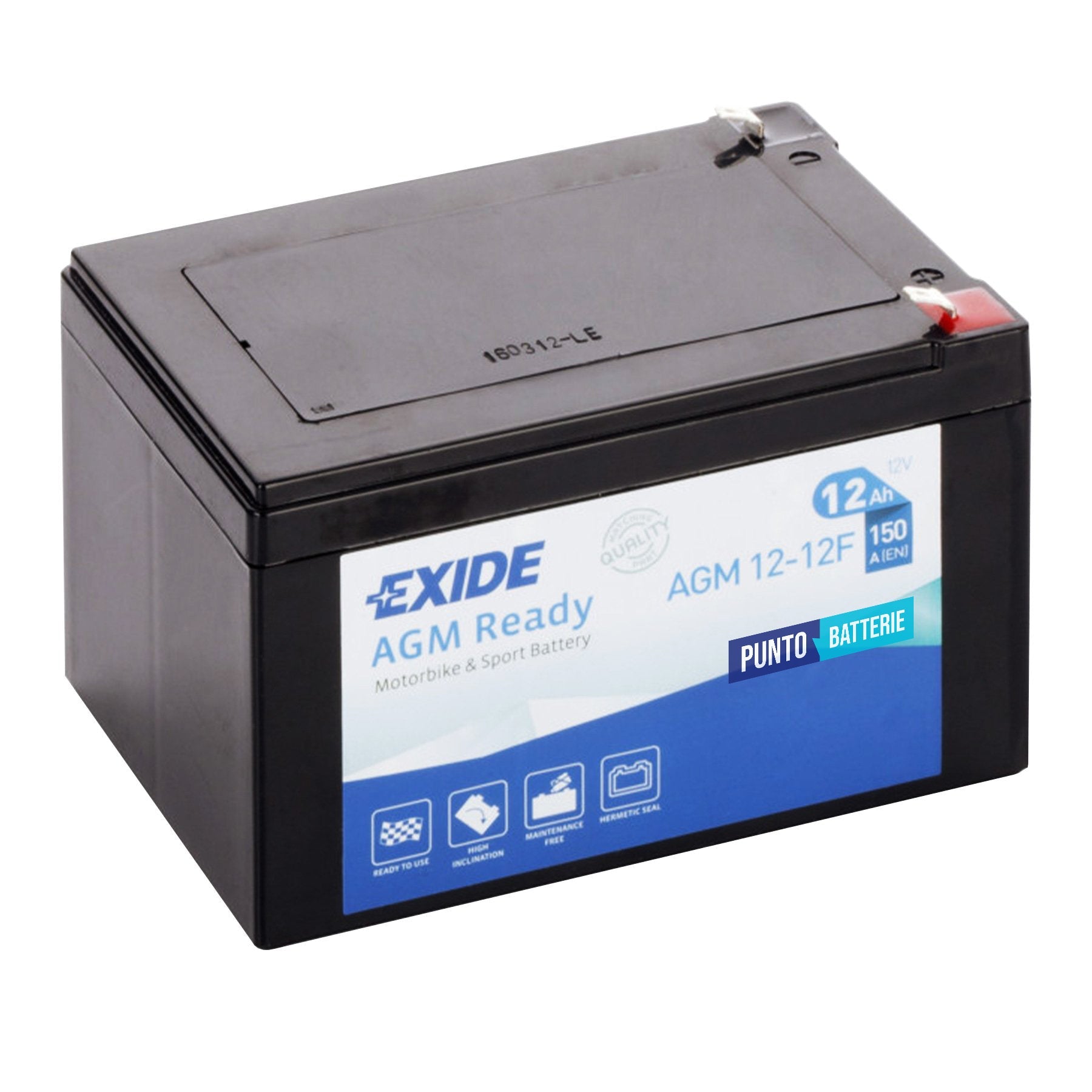 Batteria Exide 12Ah, 12V, 150A , 150x100x100mm