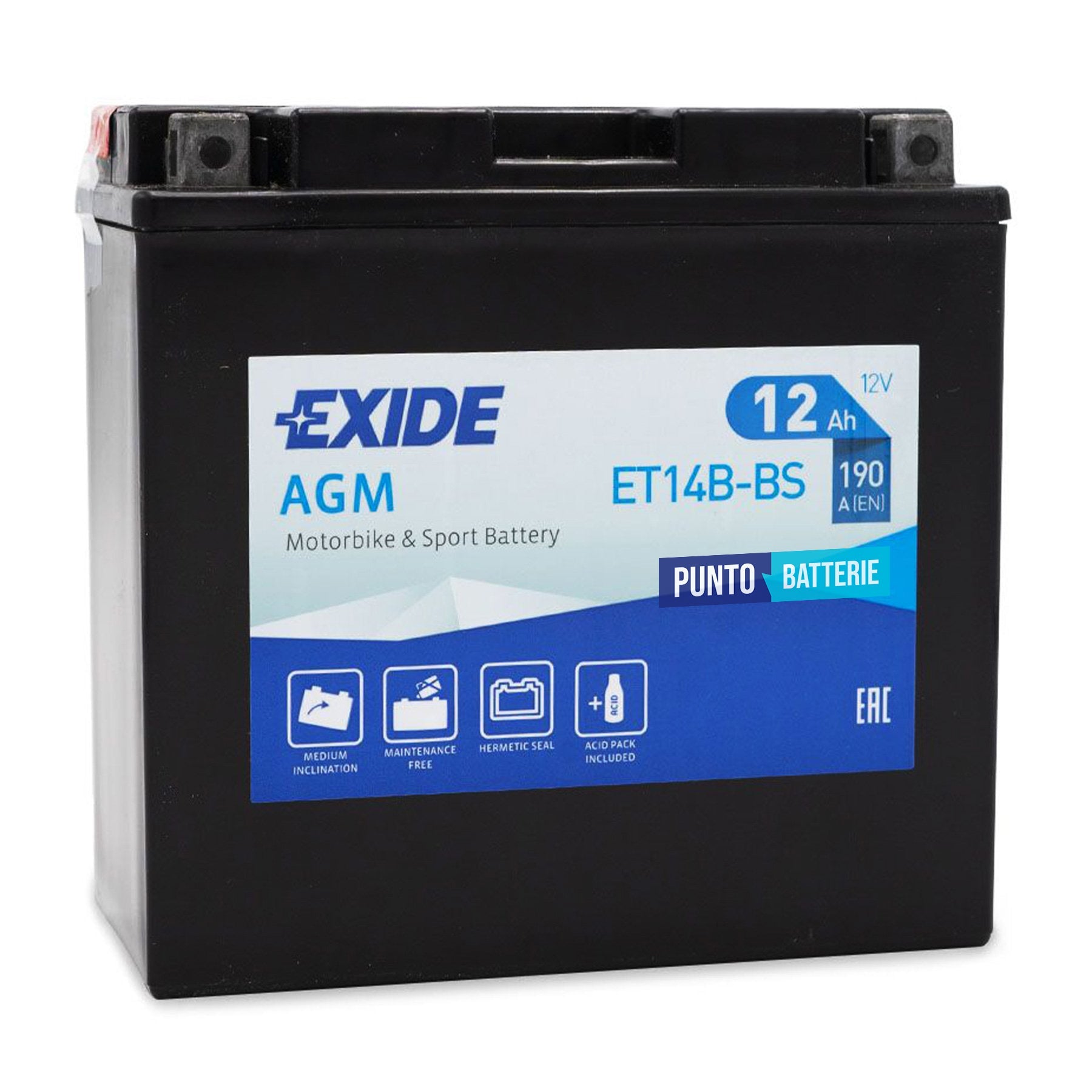 Batteria Exide 12Ah, 12V, 190A , 150x70x145mm