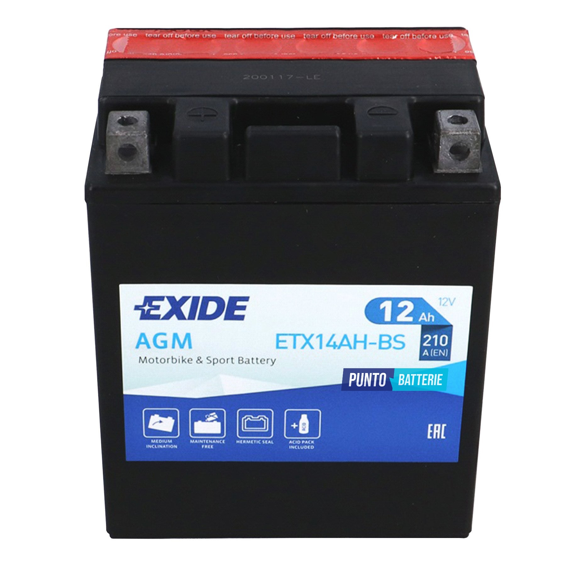 Batteria Exide 12Ah, 12V, 210A , 134x89x164mm