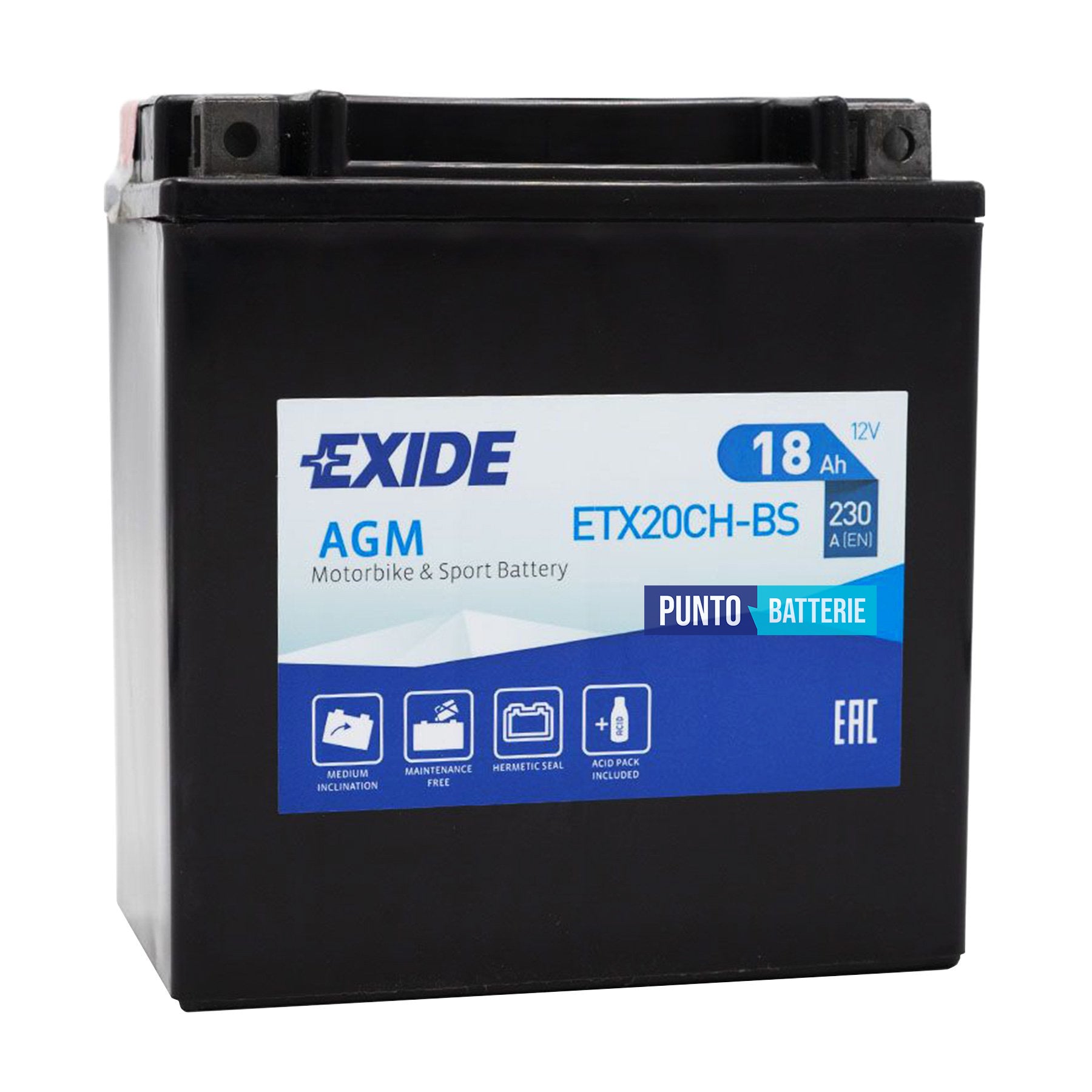 Batteria Exide 18Ah, 12V, 230A , 150x90x160mm