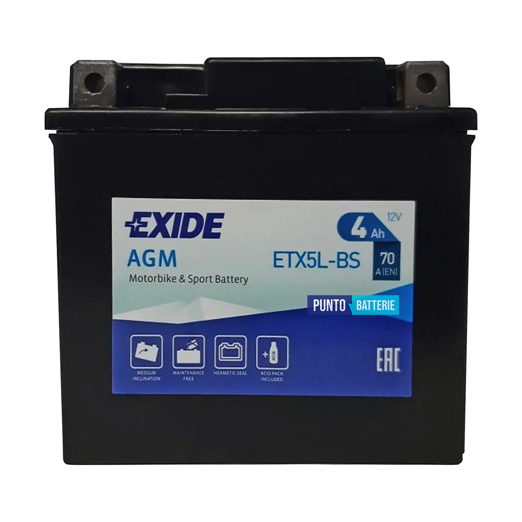 Batteria Exide 4Ah, 12V, 70A , 115x70x105mm