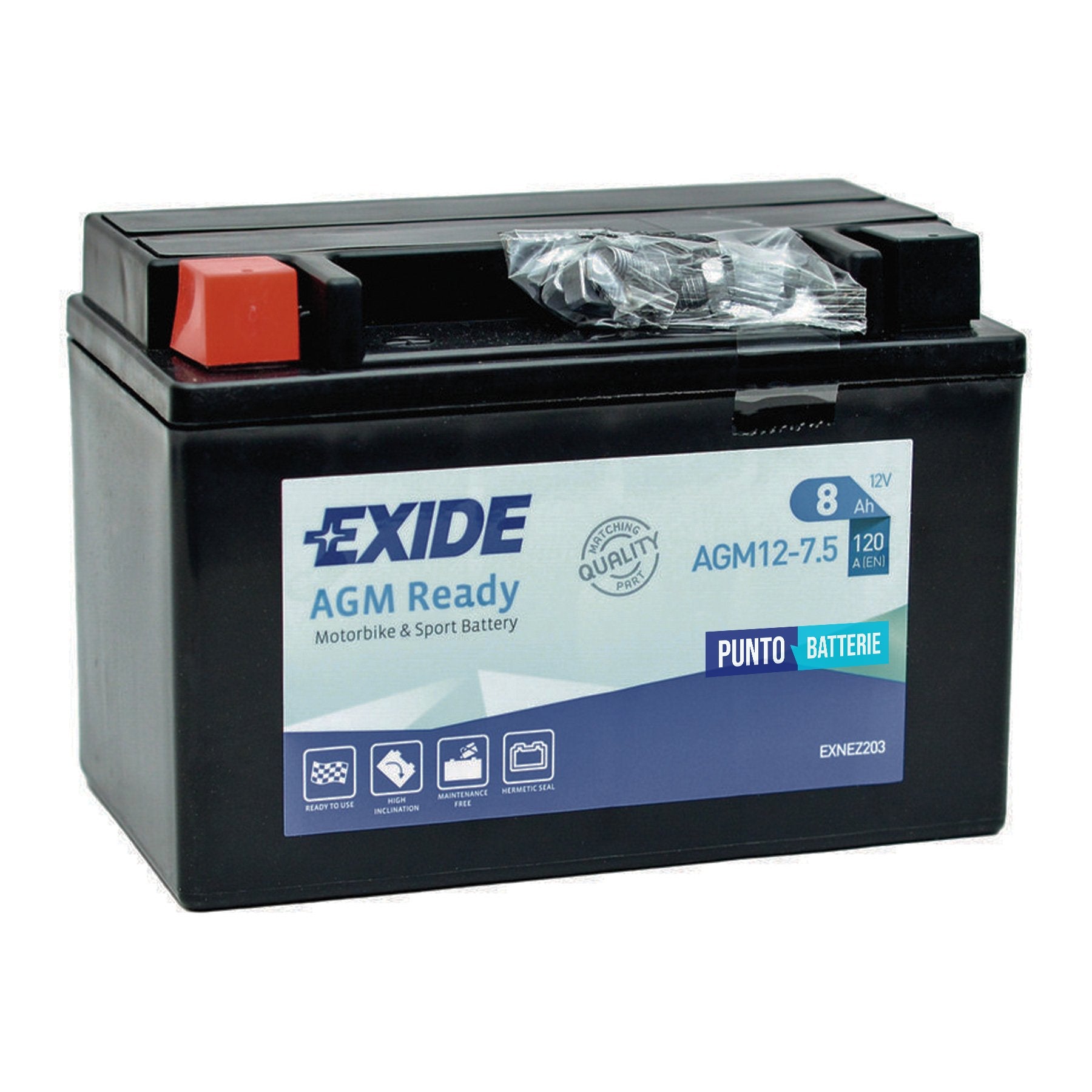 Batteria Exide 8Ah, 12V, 120A , 150x90x105mm