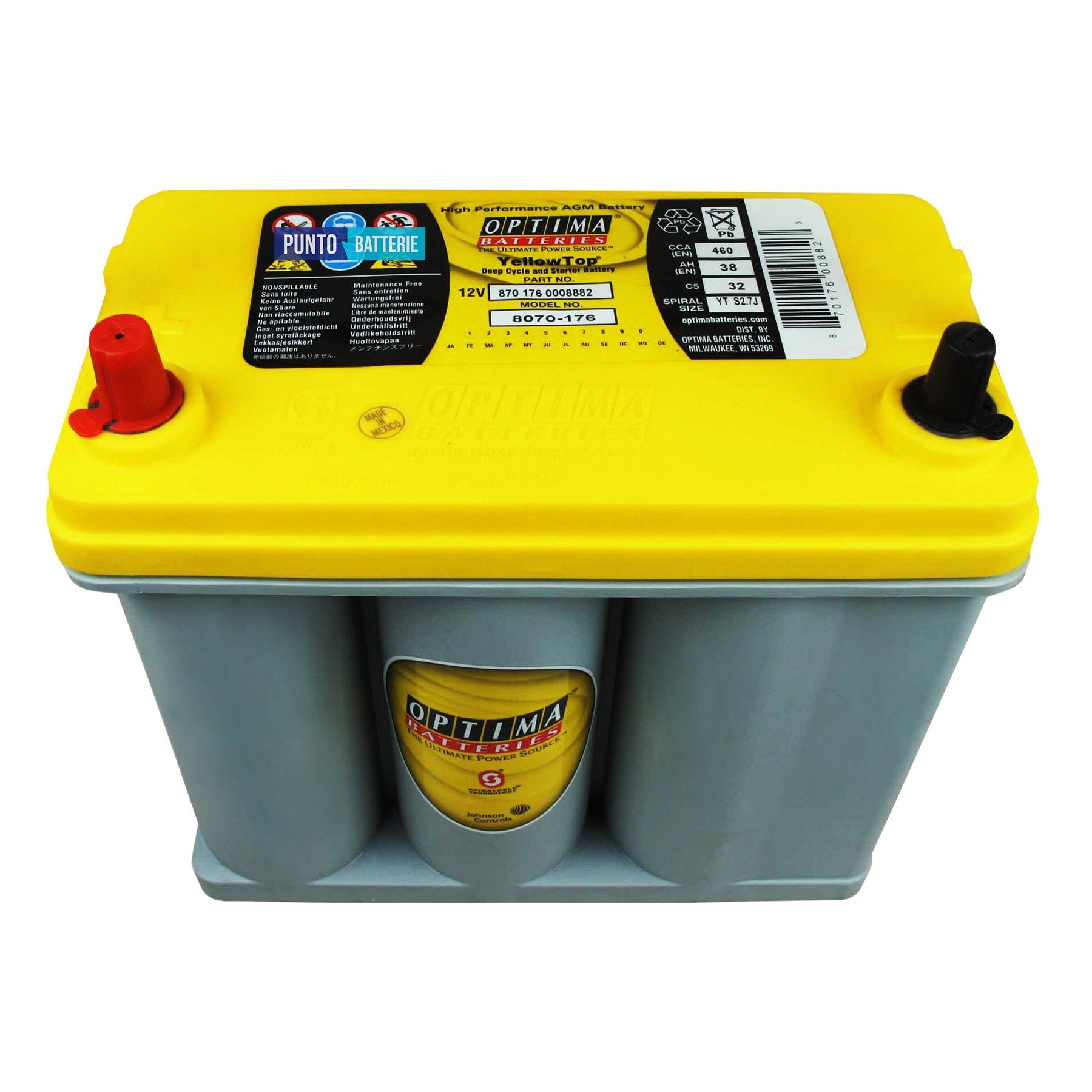 Batteria auto 38ah, 460a, 12v