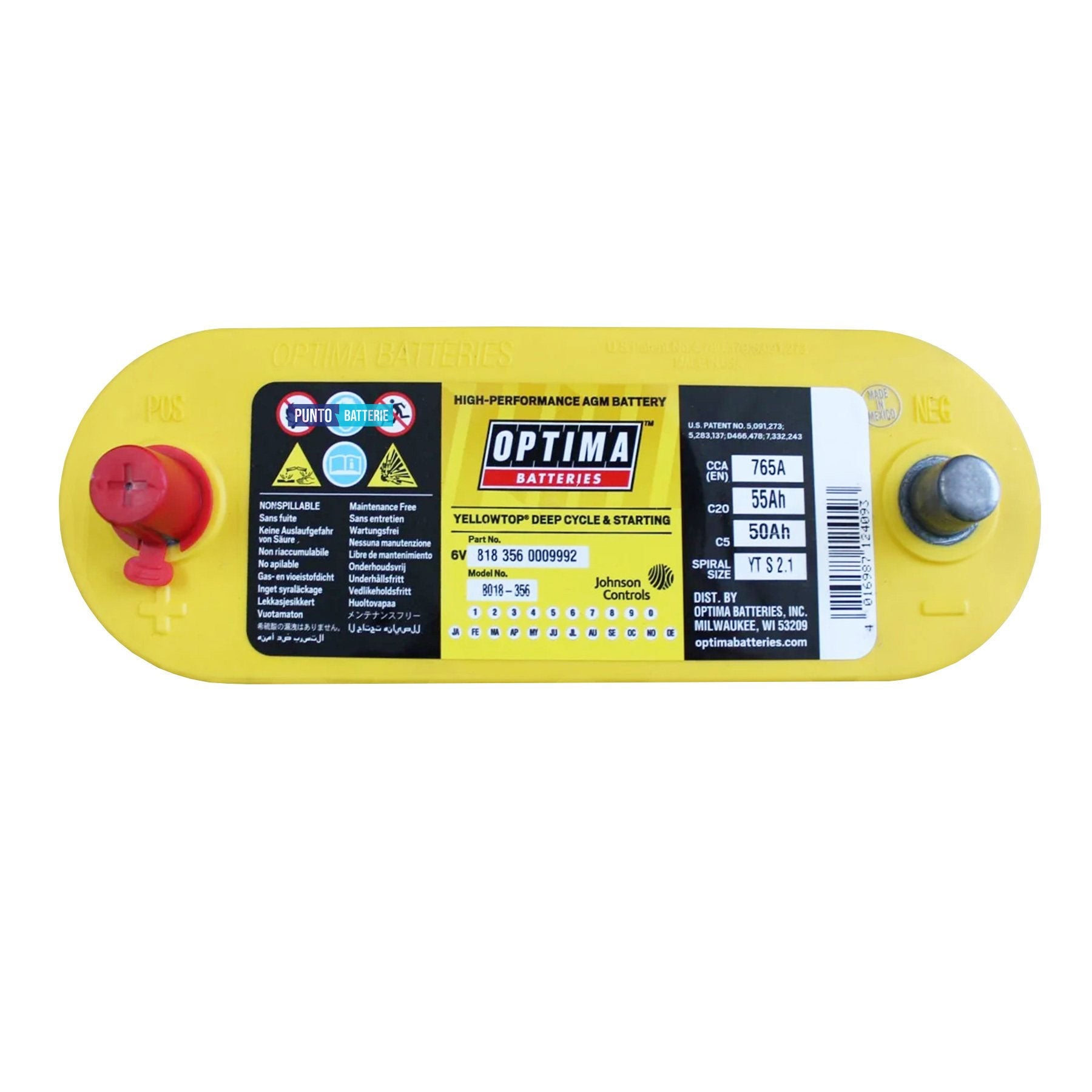 Batteria auto 55ah, 765a, 6v