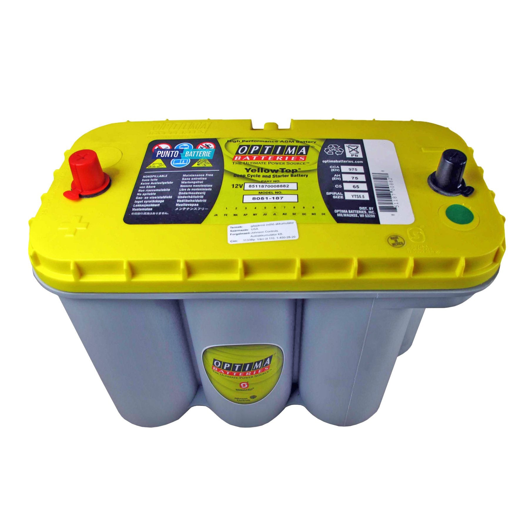 Batteria auto 75ah, 975a, 12v