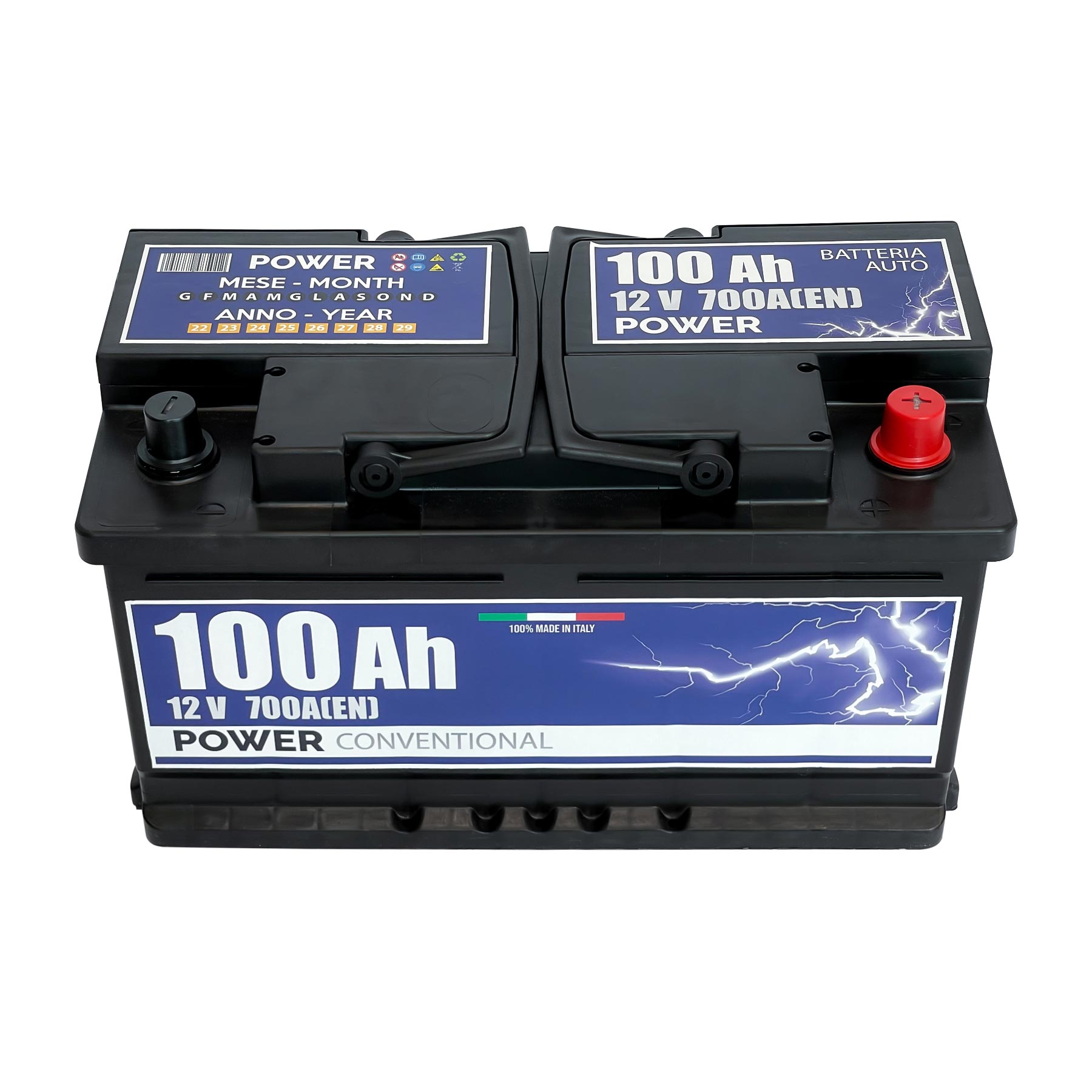 Batteria auto 100ah, 700a, 12v