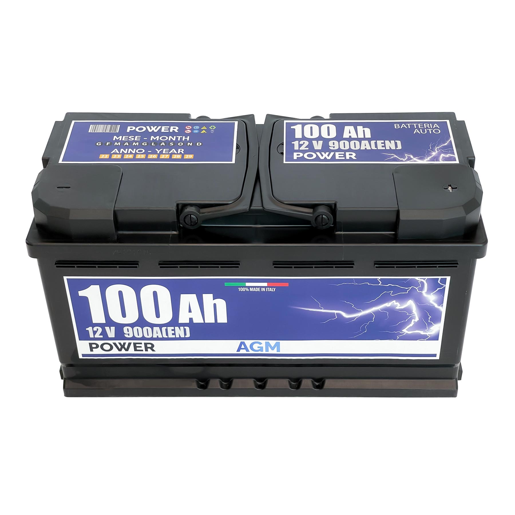 Batteria auto 100ah, 900a, 12v