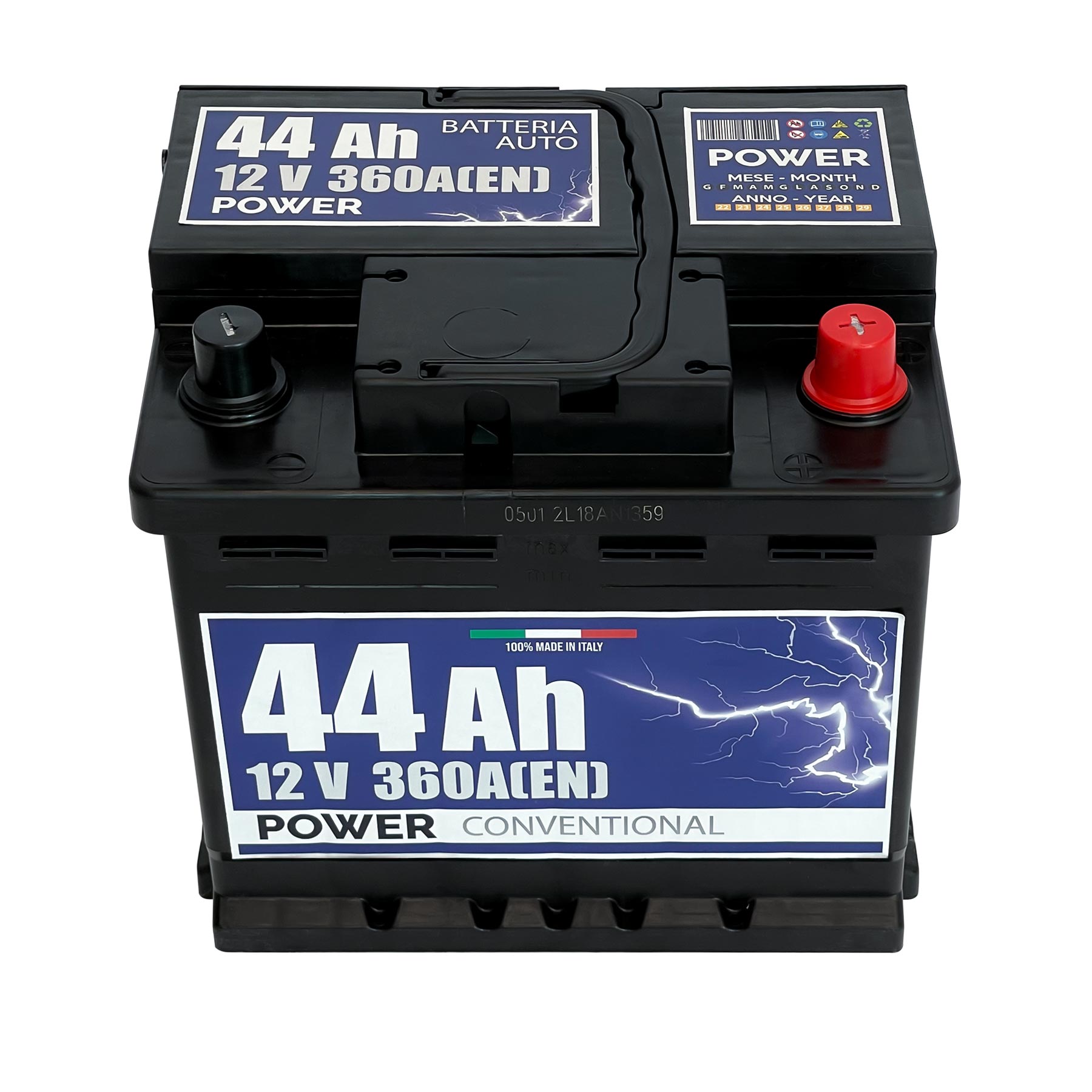 Batteria auto 44ah, 360a, 12v