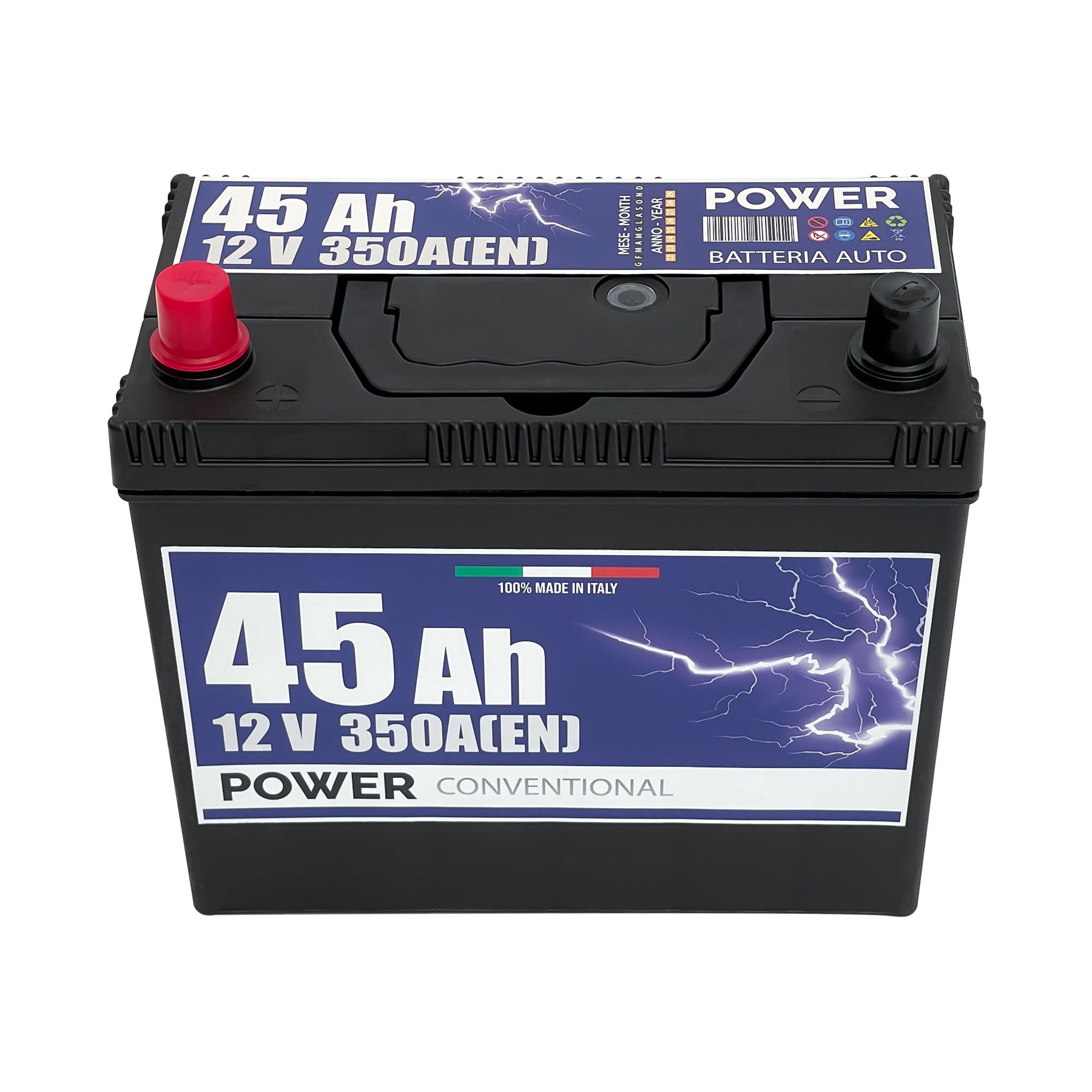 Batteria auto 45ah, 350a, 12v