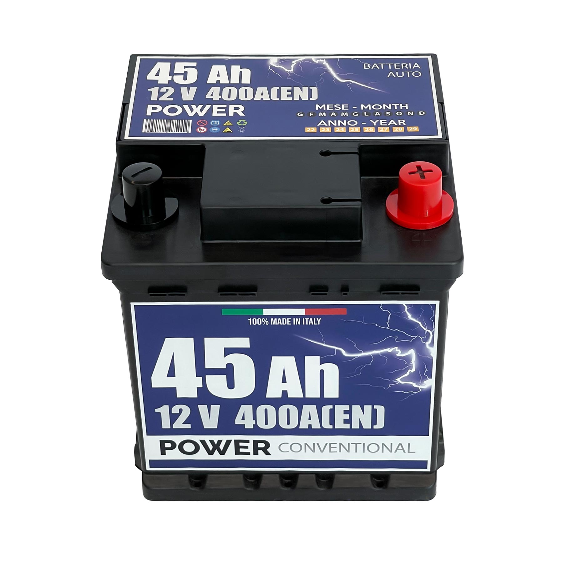 Batteria auto 45ah, 400a, 12v