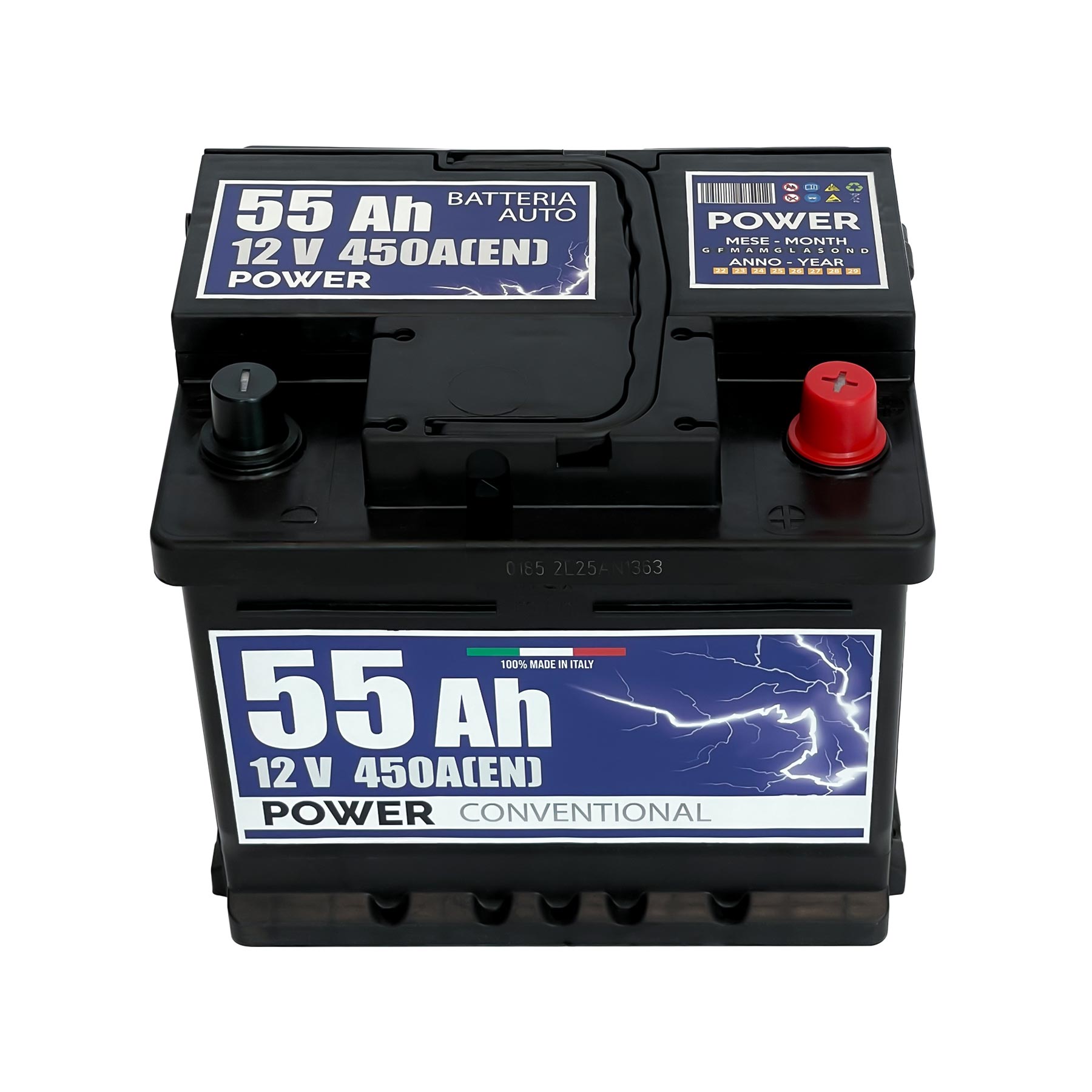 Batteria auto 55ah, 450a, 12v