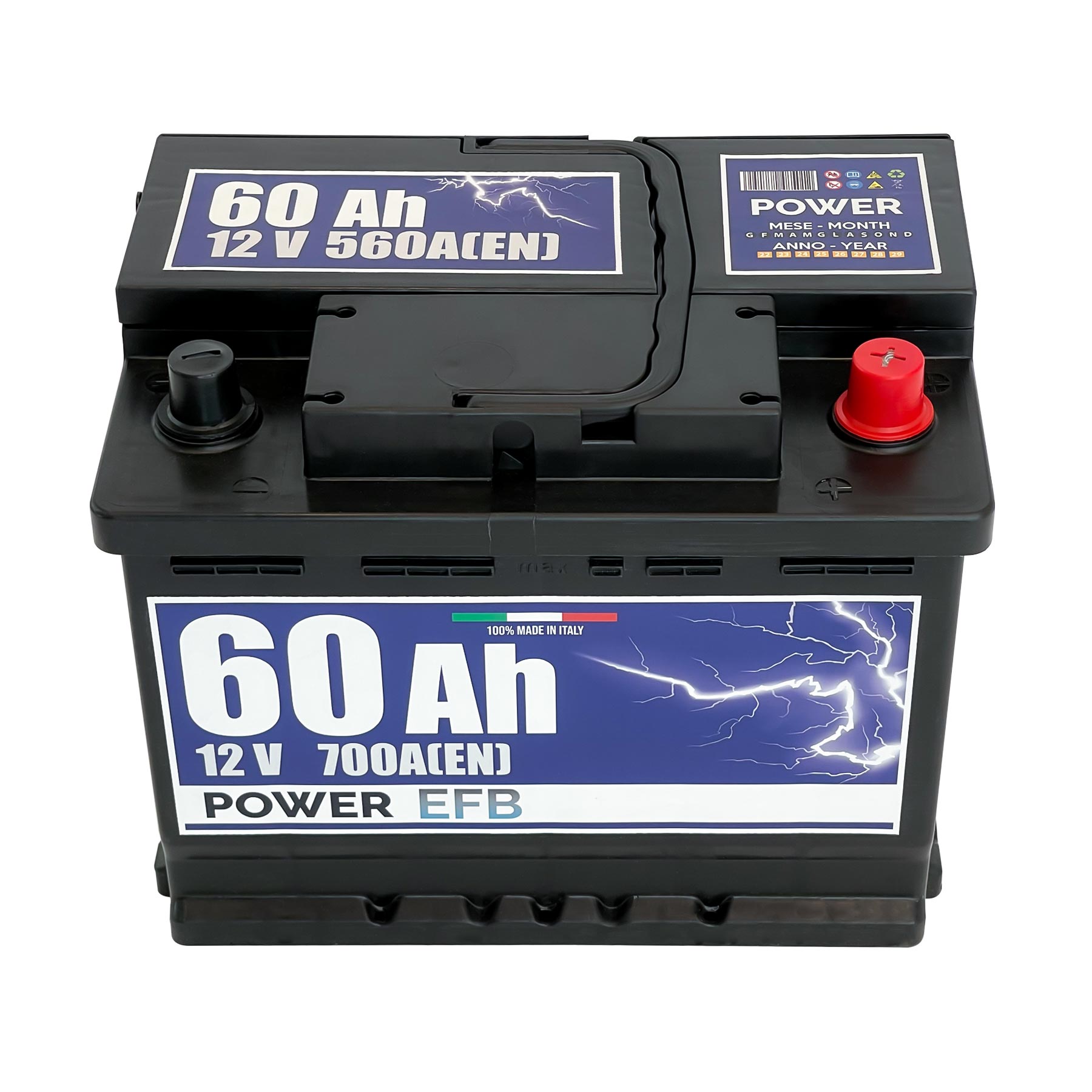 Batteria auto 60ah, 560a, 12v