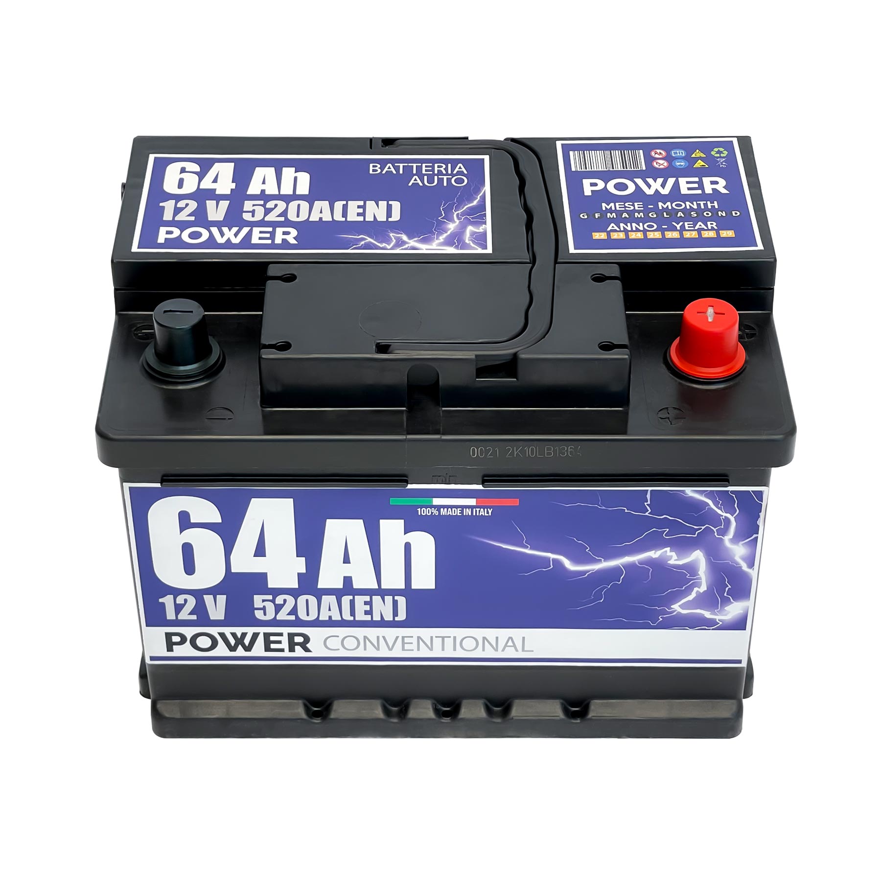 Batteria auto 64ah, 520a, 12v