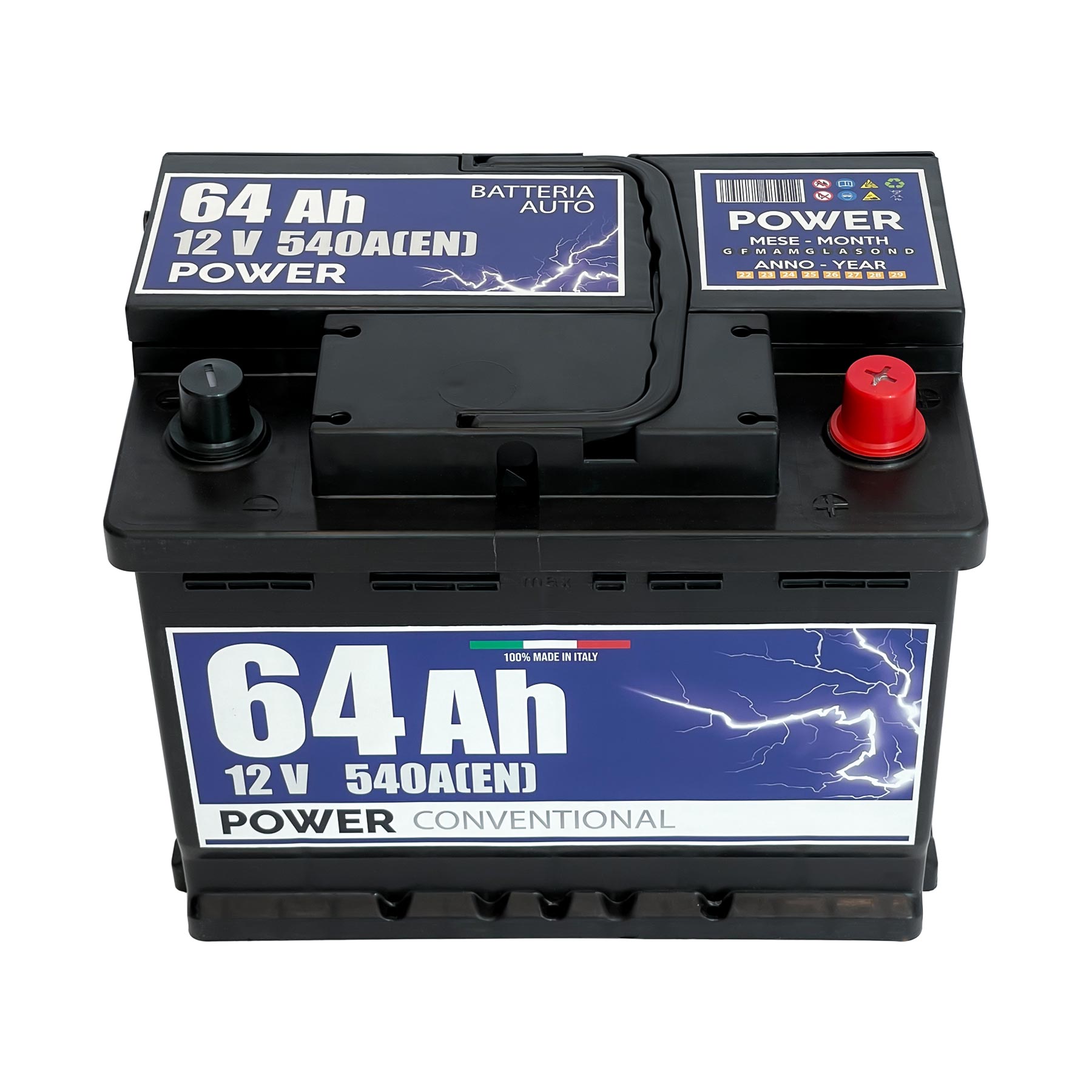 Batteria auto 64ah, 540a, 12v