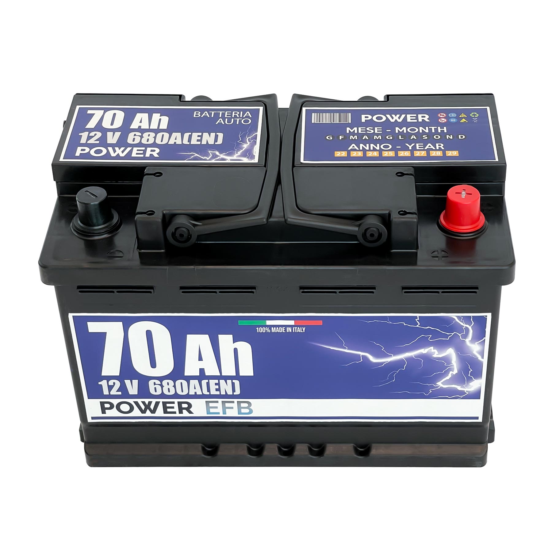 Batteria auto 70ah, 680a, 12v