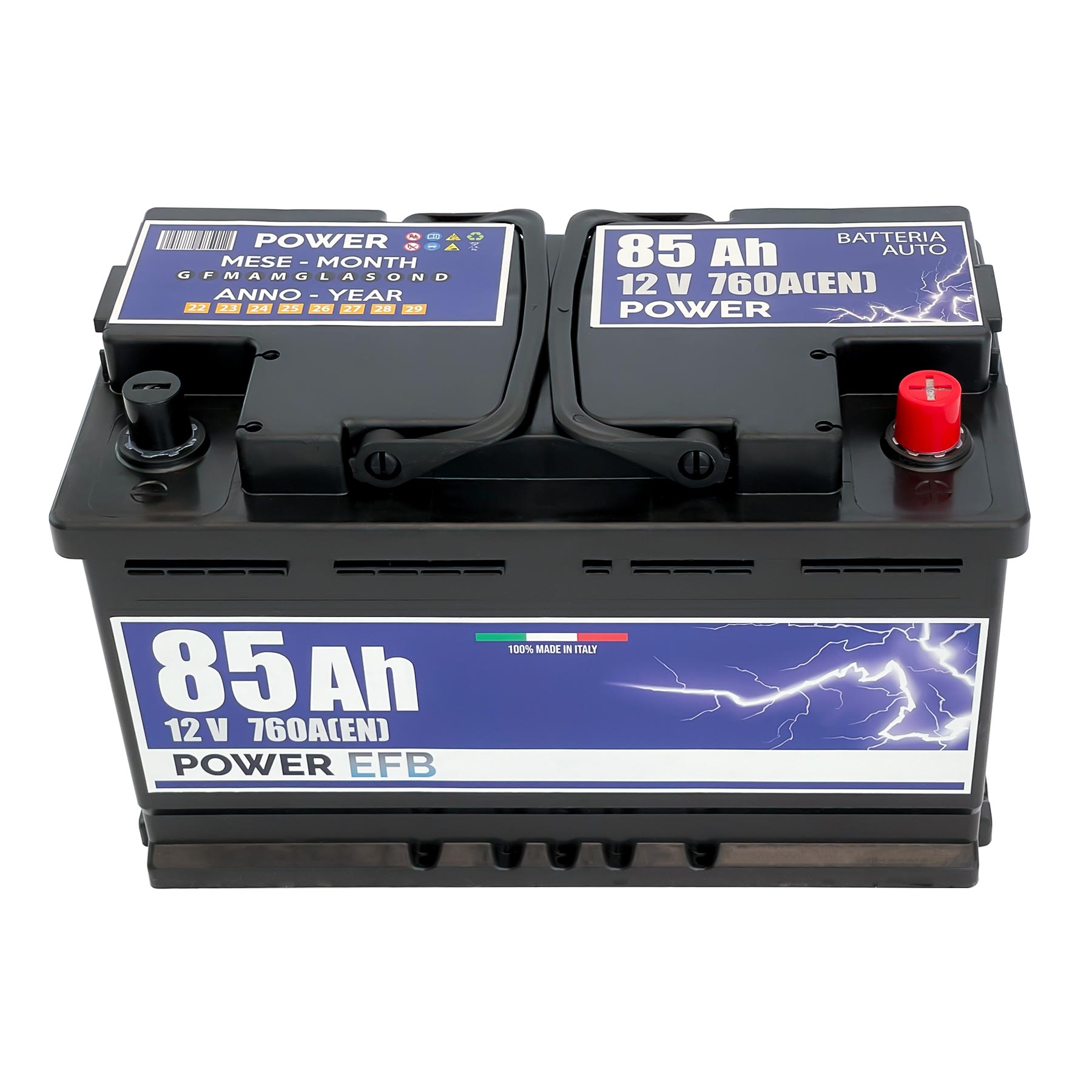 Batteria auto 85ah, 760a, 12v