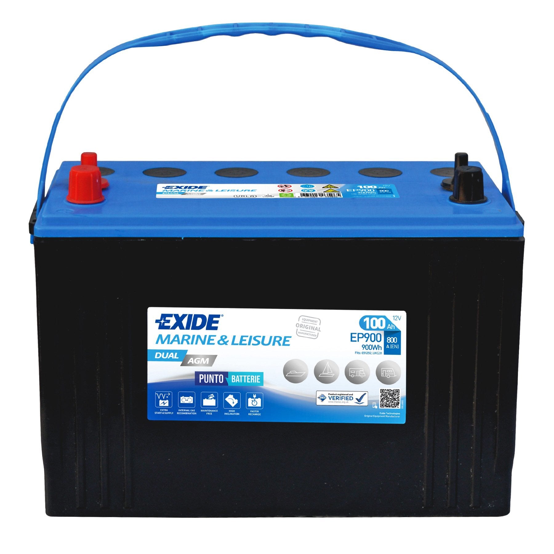 Batteria Exide 100Ah, 12V, 347x174x238mm
