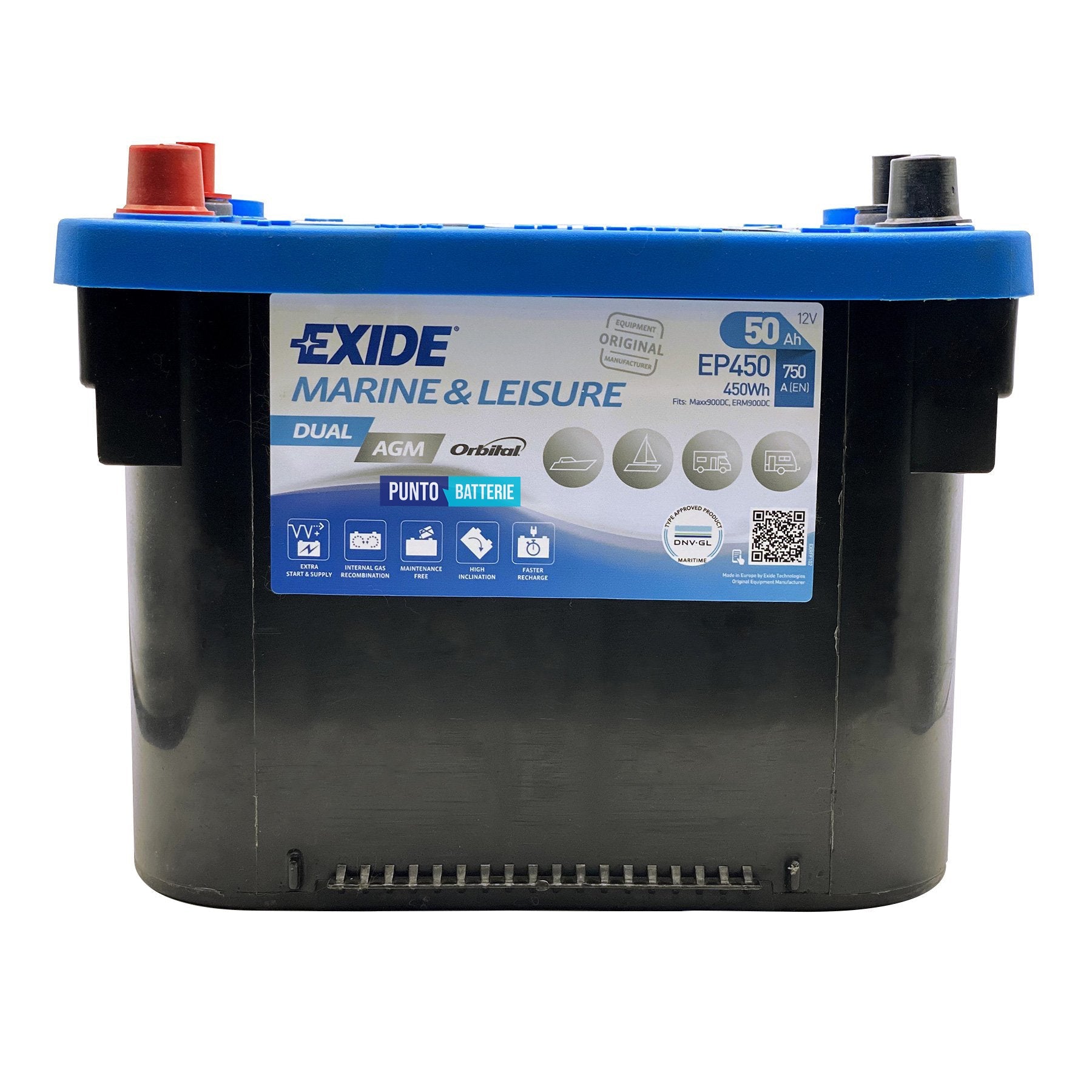 Batteria Exide 50Ah, 12V, 260x173x206mm