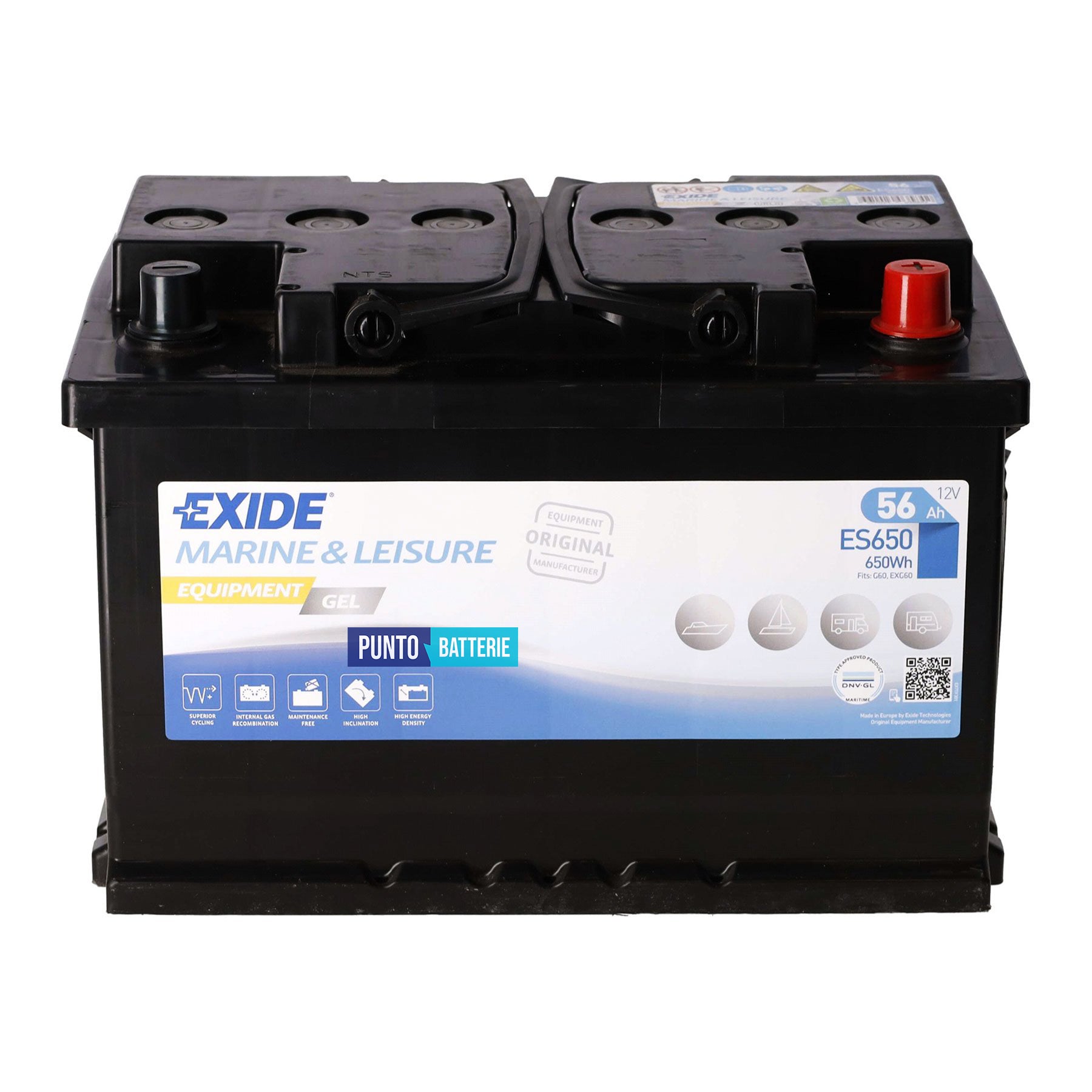 Batteria Exide 56Ah, 12V, 278x175x190mm