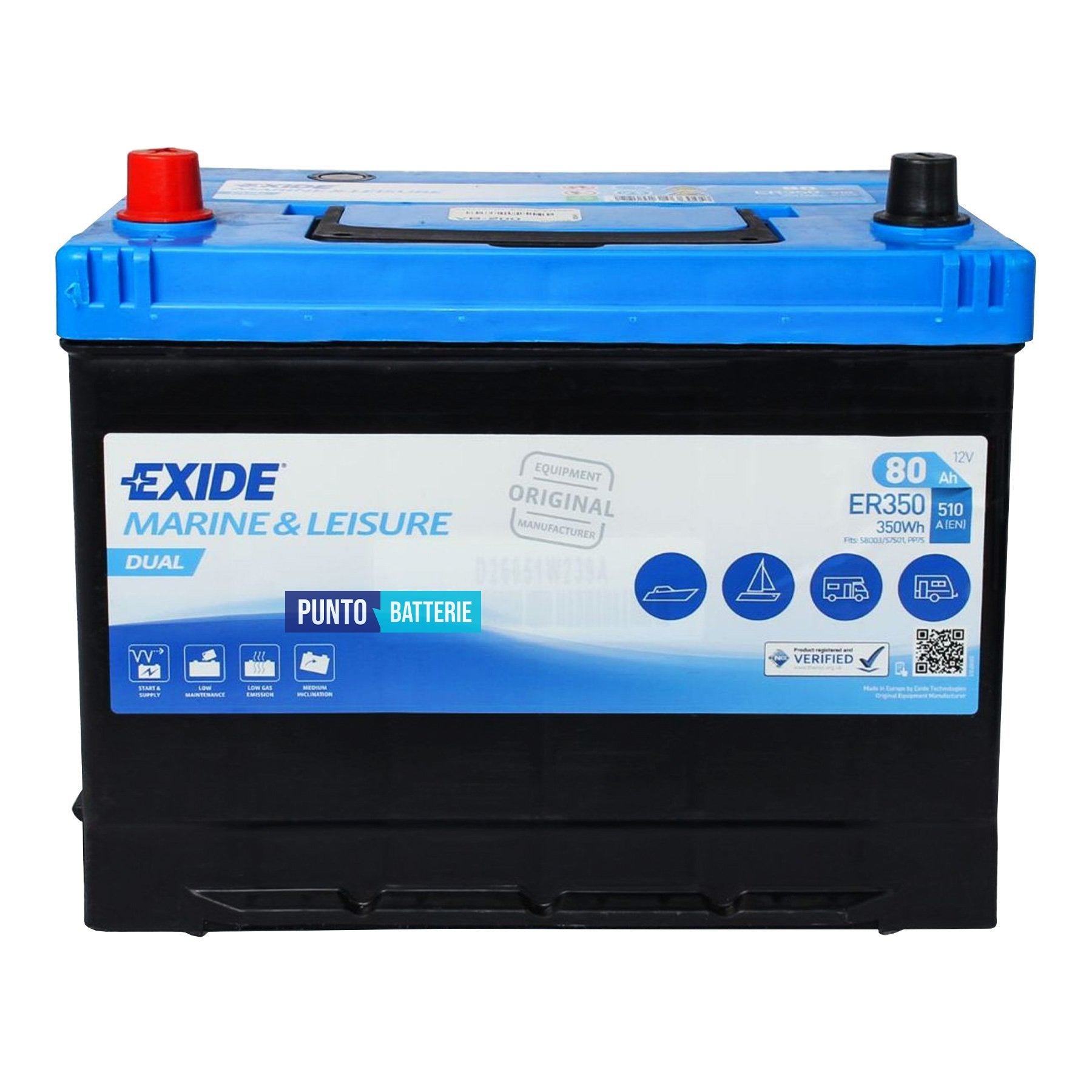 Batteria Exide 80Ah, 12V, 270x173x222mm