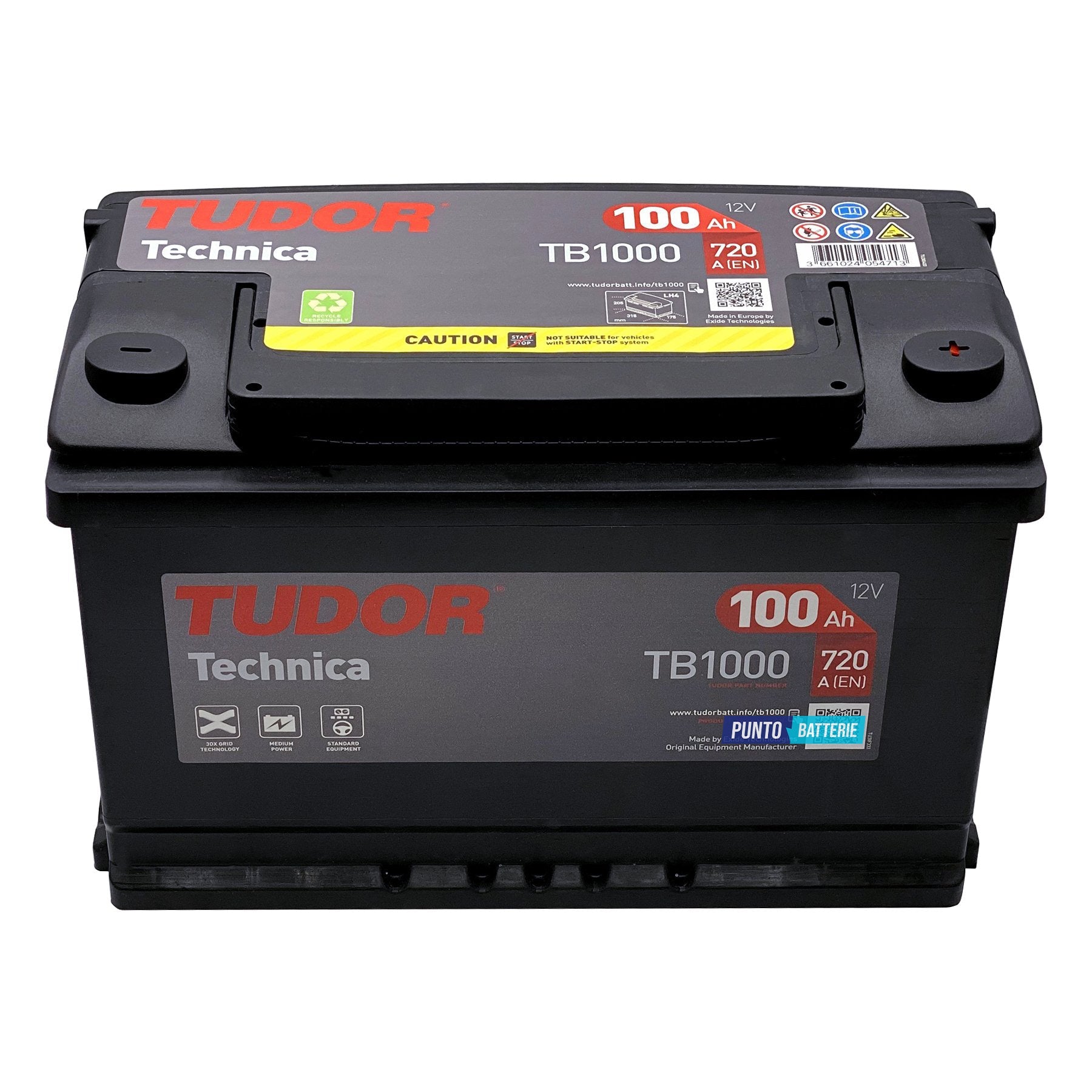 Batteria auto 100ah, 720a, 12v