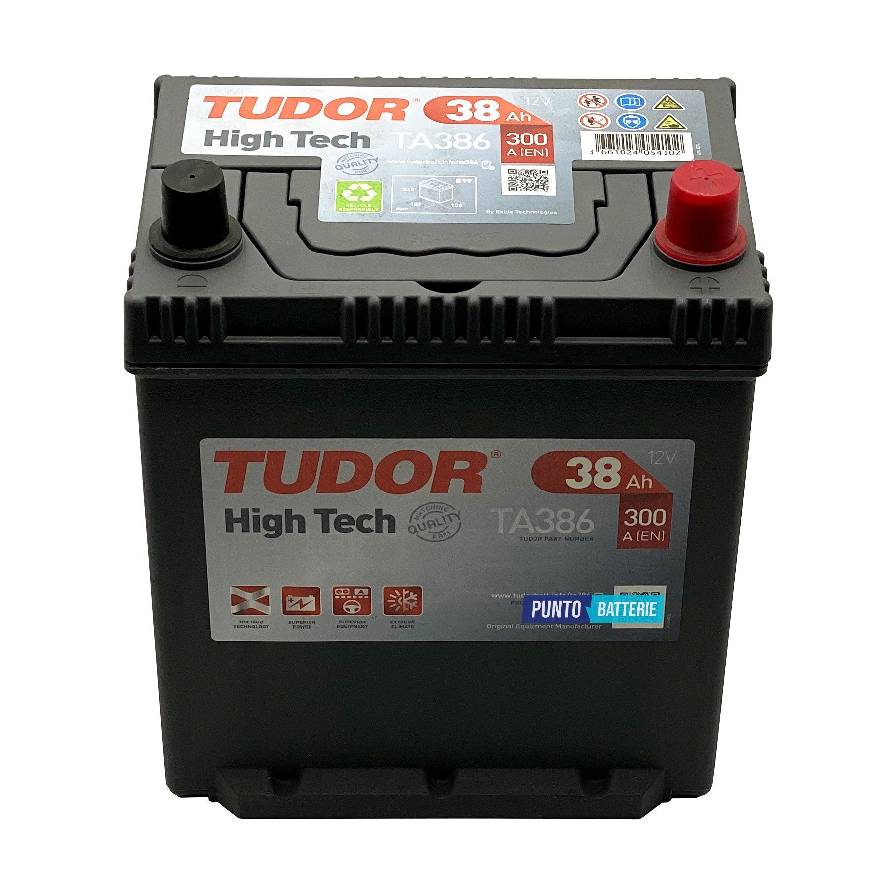 Batteria auto 38ah, 300a, 12v